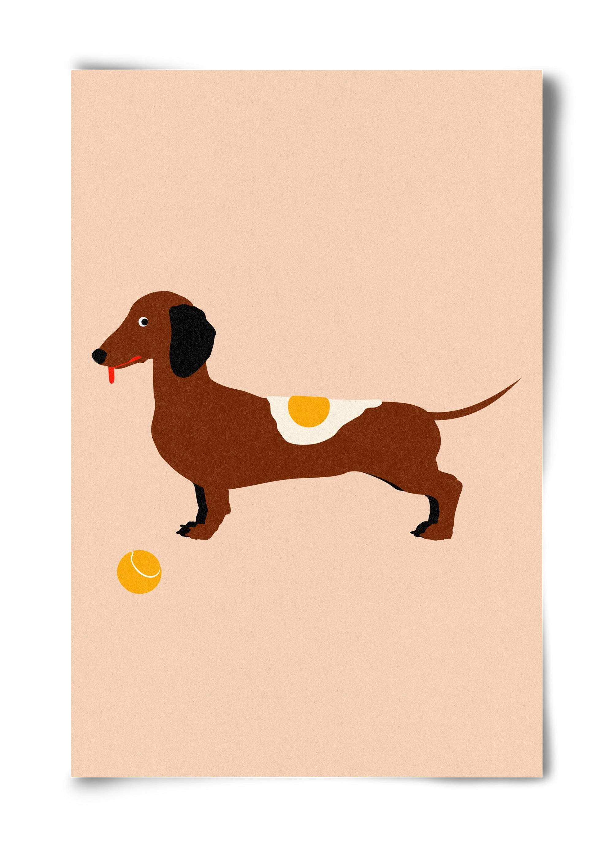 Dachshund With Tennisball and Fried Egg, 40x60 cm, Keret nélkül