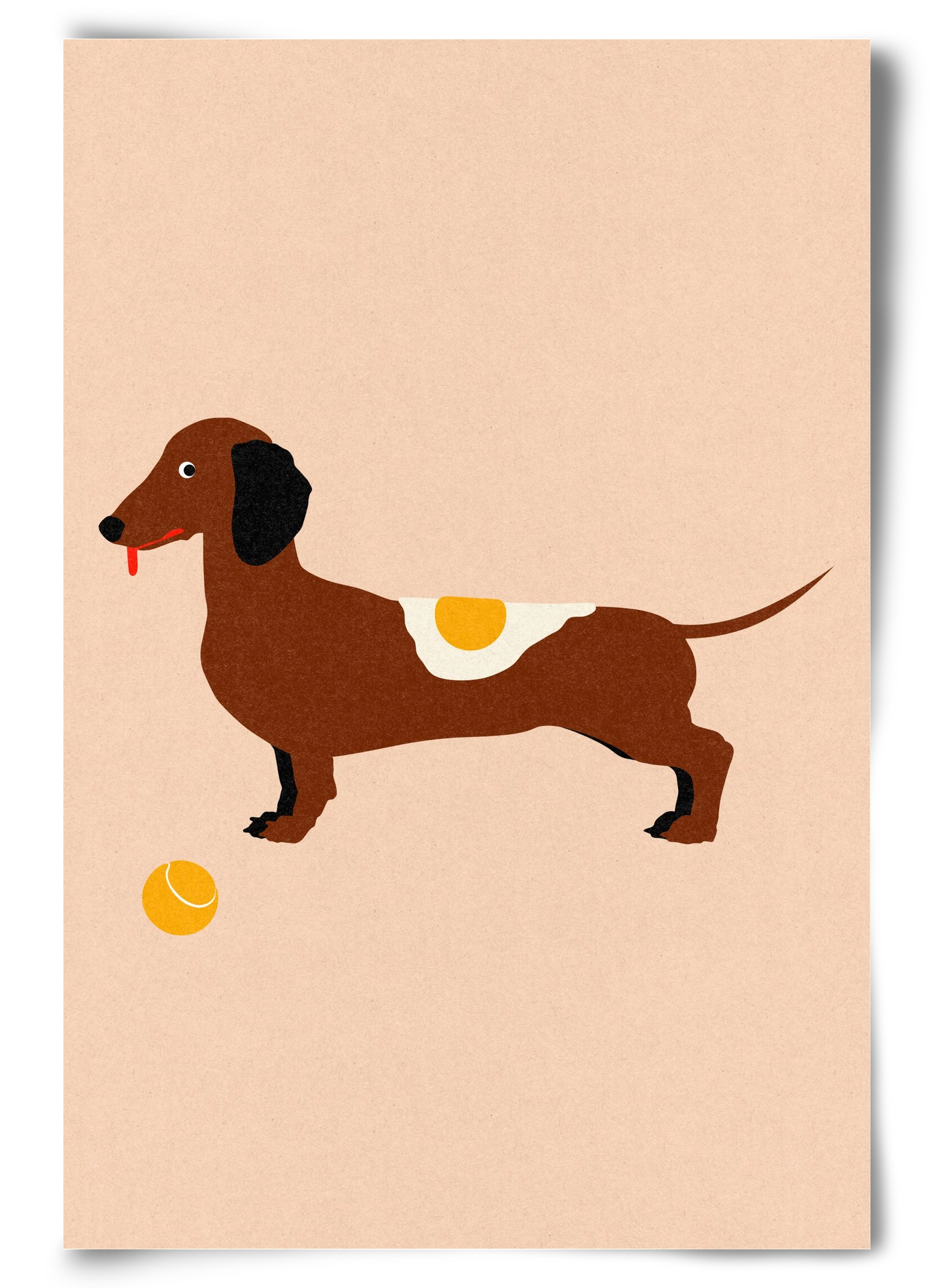 Dachshund With Tennisball and Fried Egg, 60x90 cm, Keret nélkül