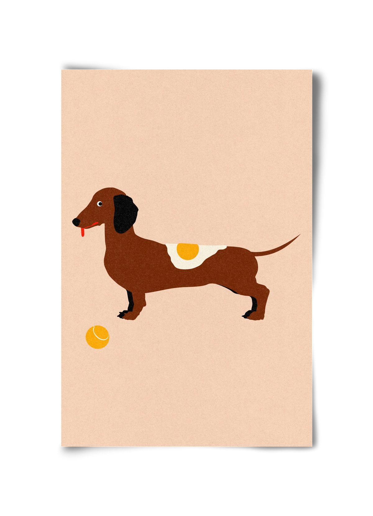 Dachshund With Tennisball and Fried Egg, 30x45 cm, Keret nélkül