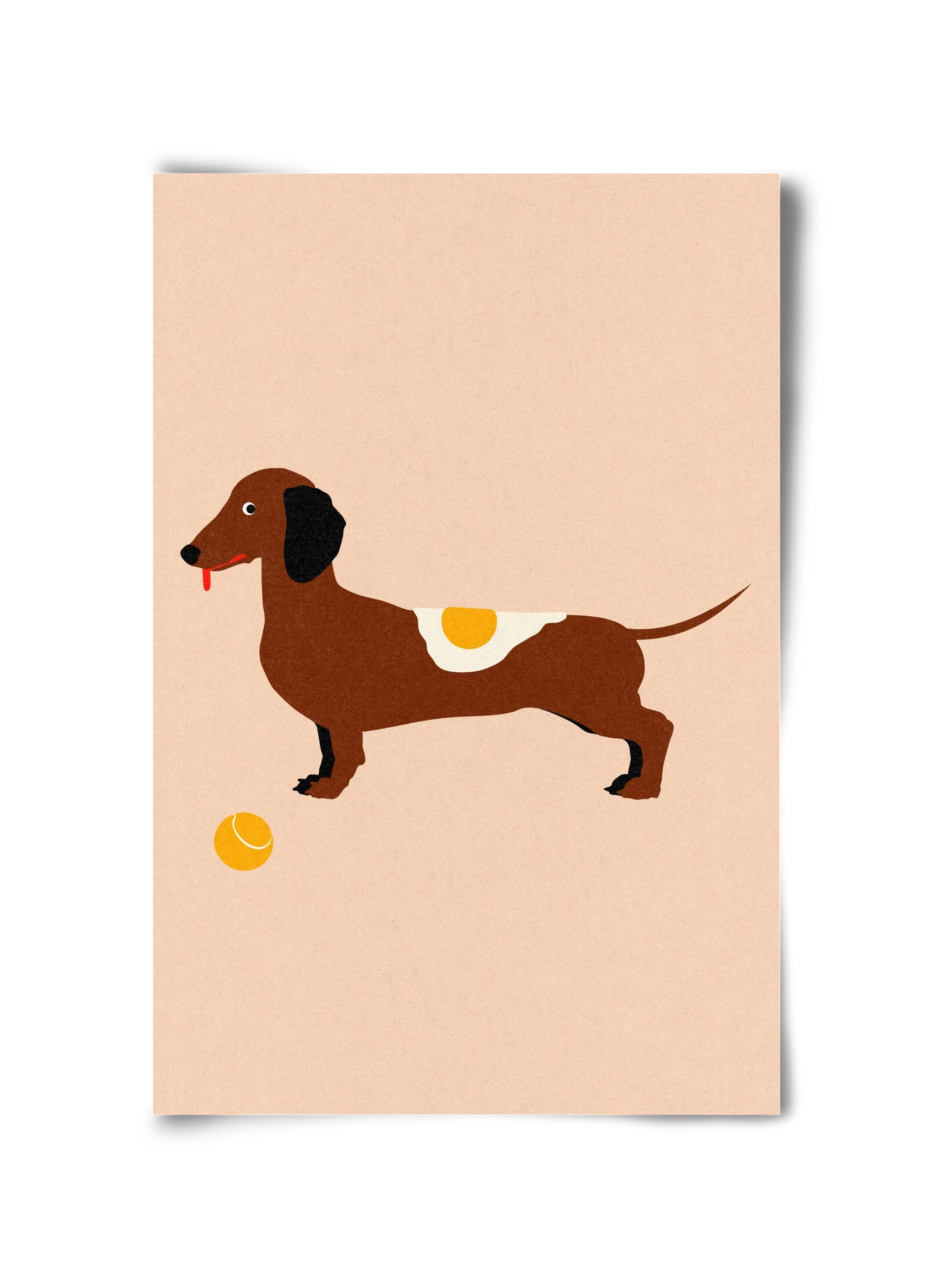 Dachshund With Tennisball and Fried Egg, 30x45 cm, Keret nélkül