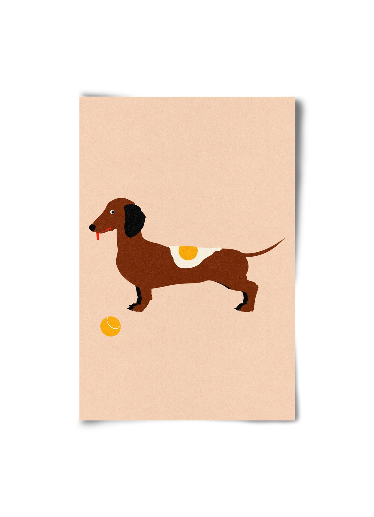 Dachshund With Tennisball and Fried Egg, 20x30 cm, Keret nélkül