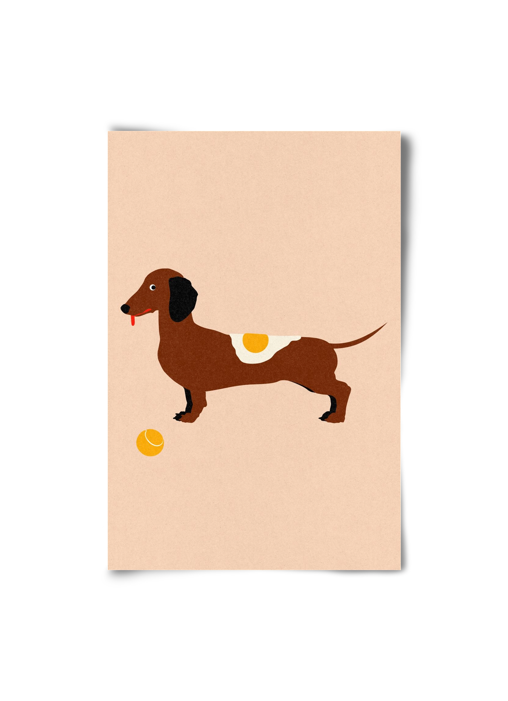 Dachshund With Tennisball and Fried Egg, 20x30 cm, Keret nélkül