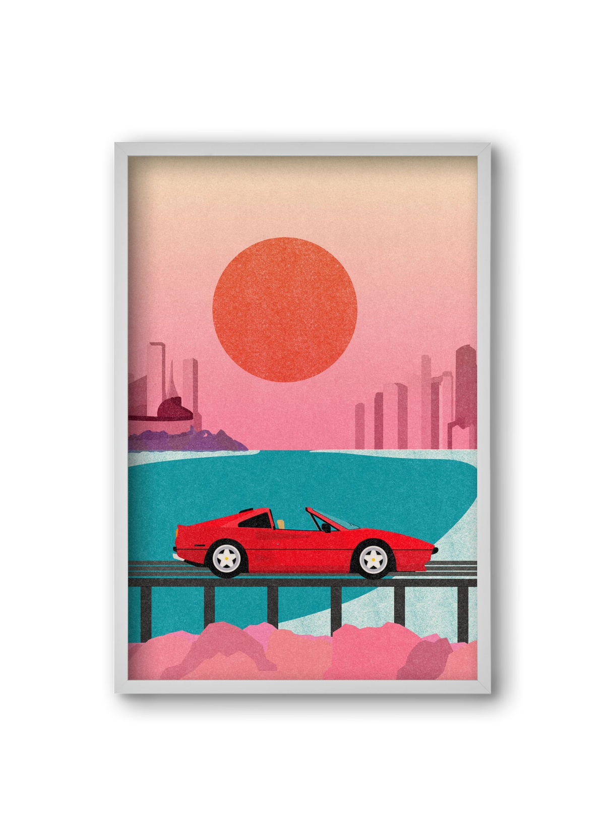 Future Bay Sunset, 20x30 cm (20x30 cm), Fehér keret