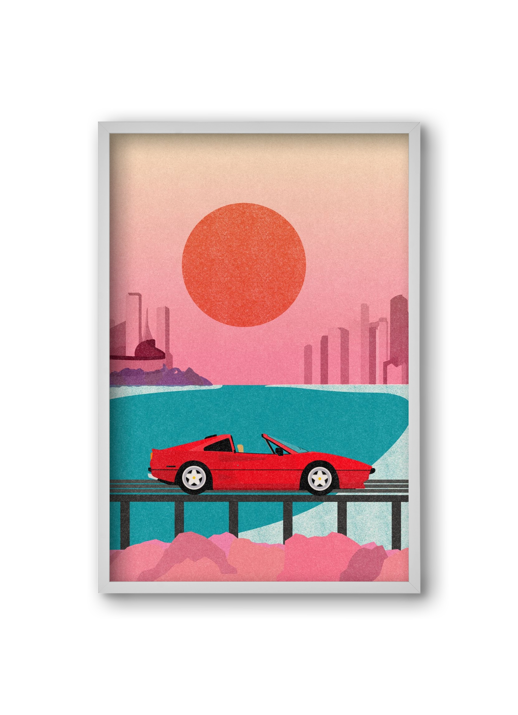 Future Bay Sunset, 20x30 cm (20x30 cm), Fehér keret