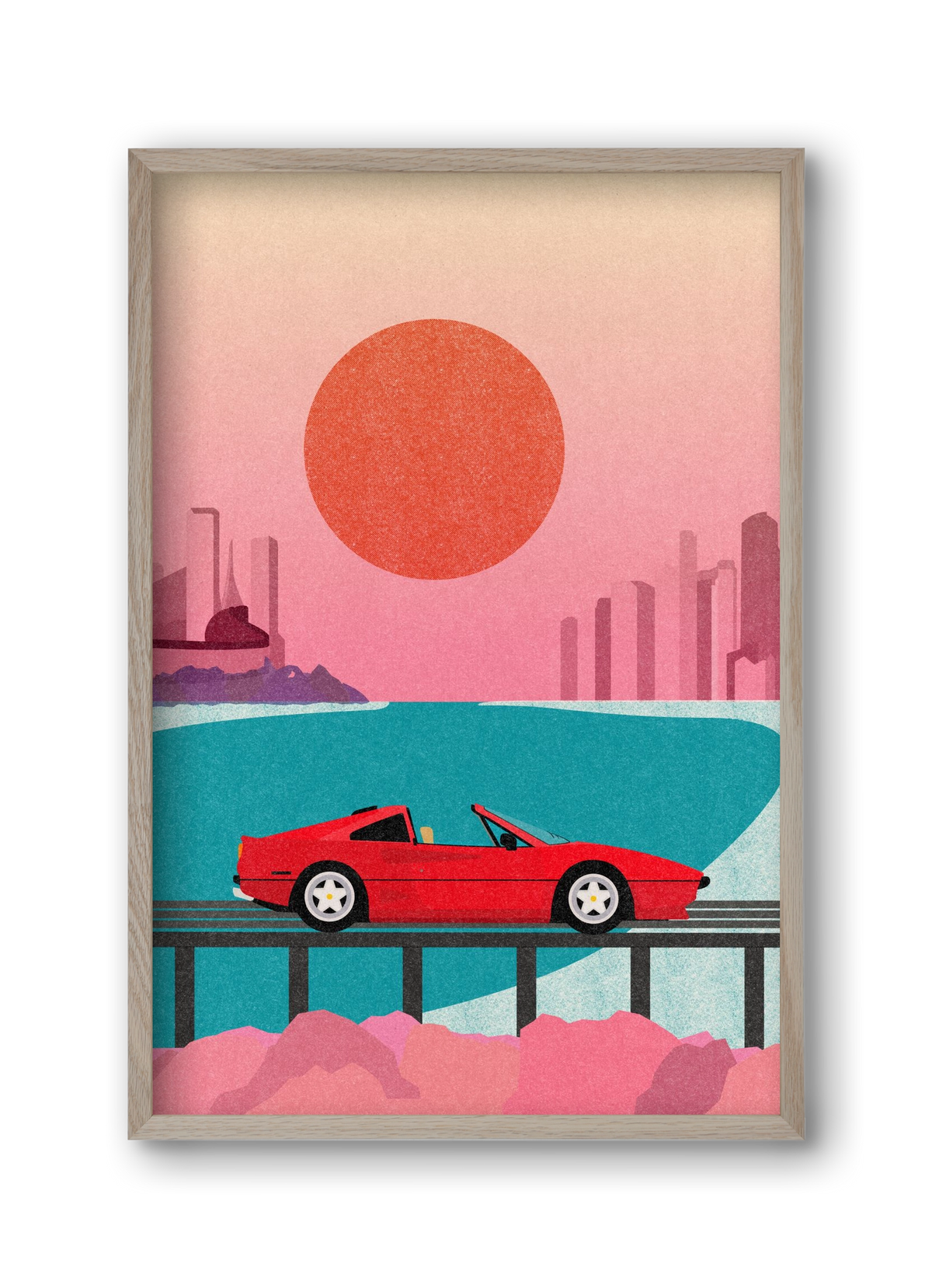 Future Bay Sunset, 30x45 cm (30x45 cm), Tölgy keret