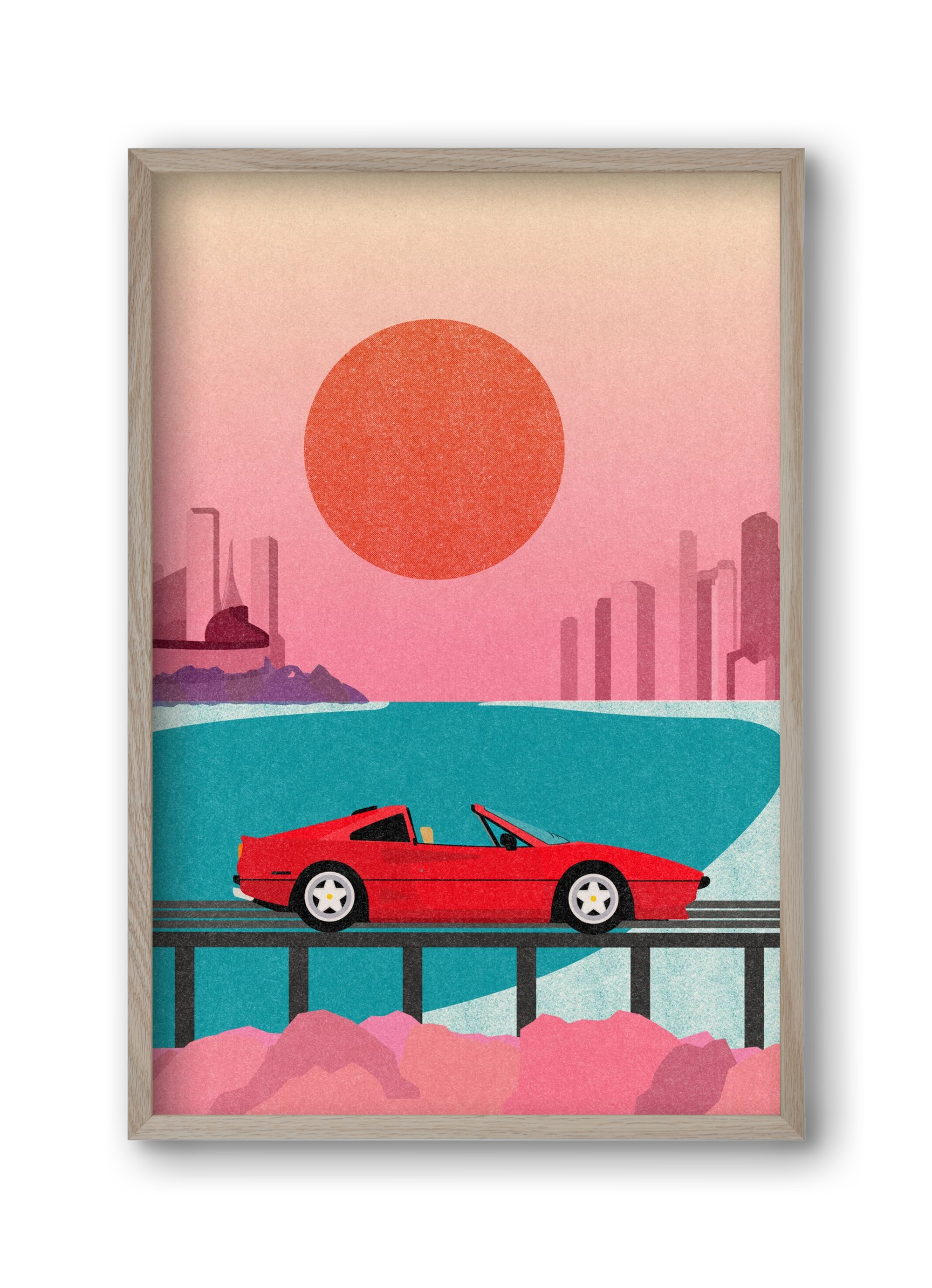 Future Bay Sunset, 30x45 cm (30x45 cm), Tölgy keret