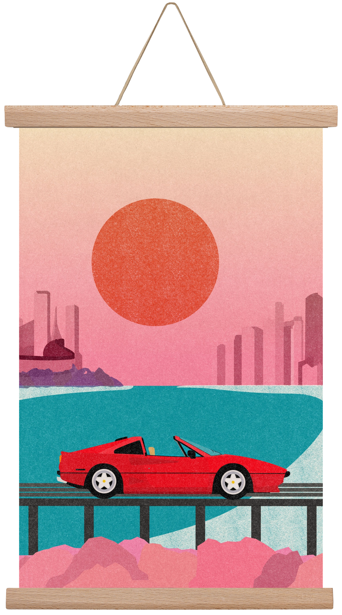 Future Bay Sunset, 30x45 cm (30x45 cm), Tölgy akasztó