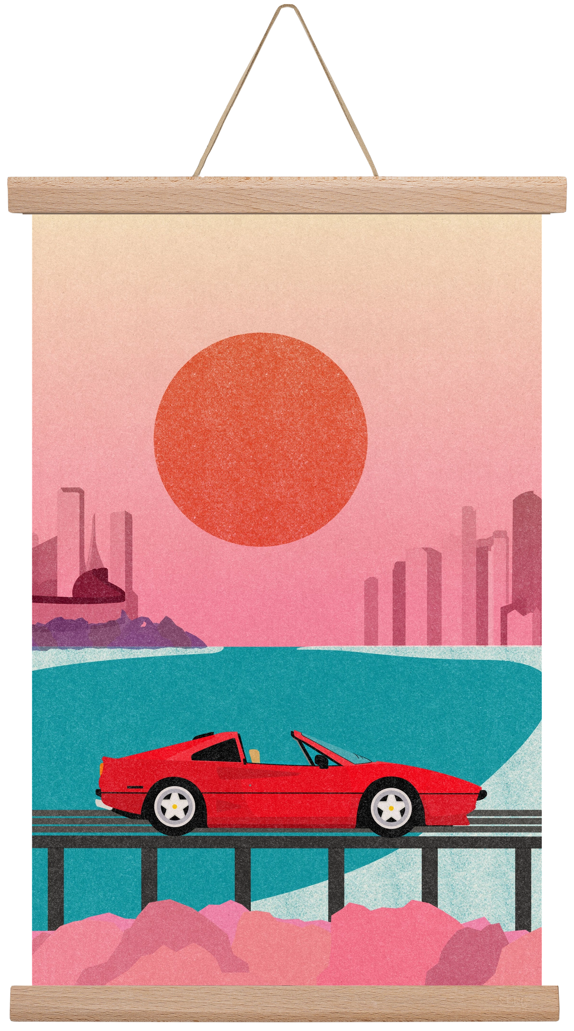 Future Bay Sunset, 30x45 cm (30x45 cm), Tölgy akasztó