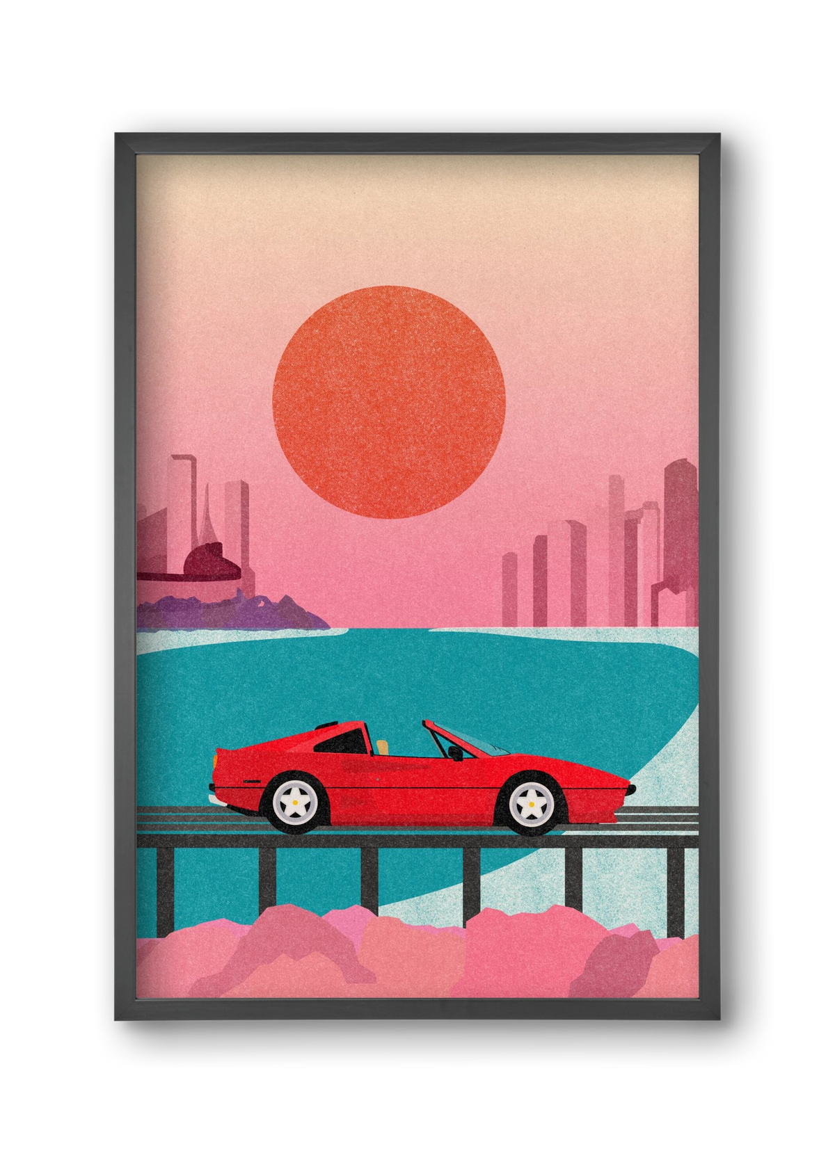 Future Bay Sunset, 30x45 cm (30x45 cm), Fekete keret