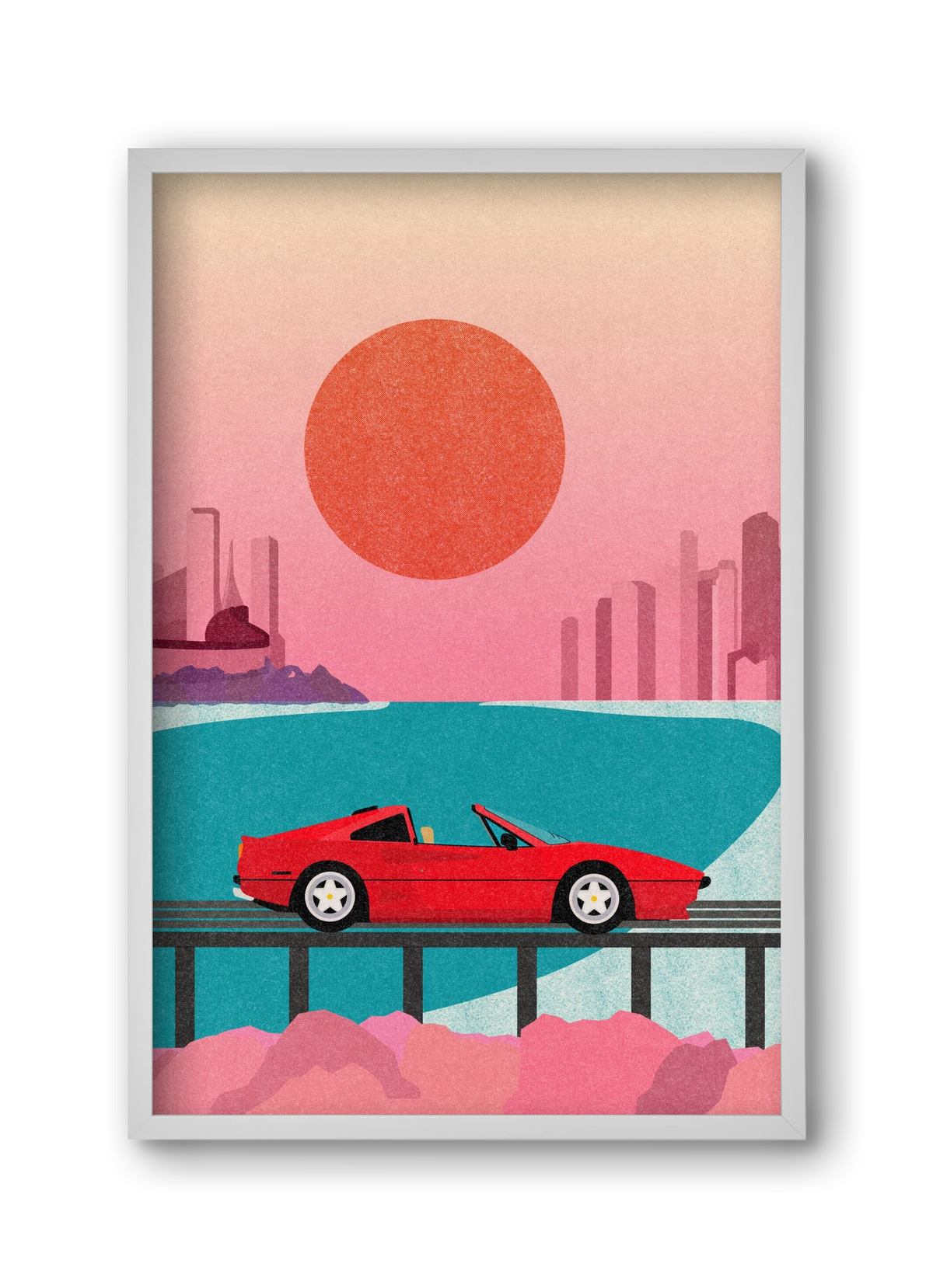 Future Bay Sunset, 30x45 cm (30x45 cm), Fehér keret