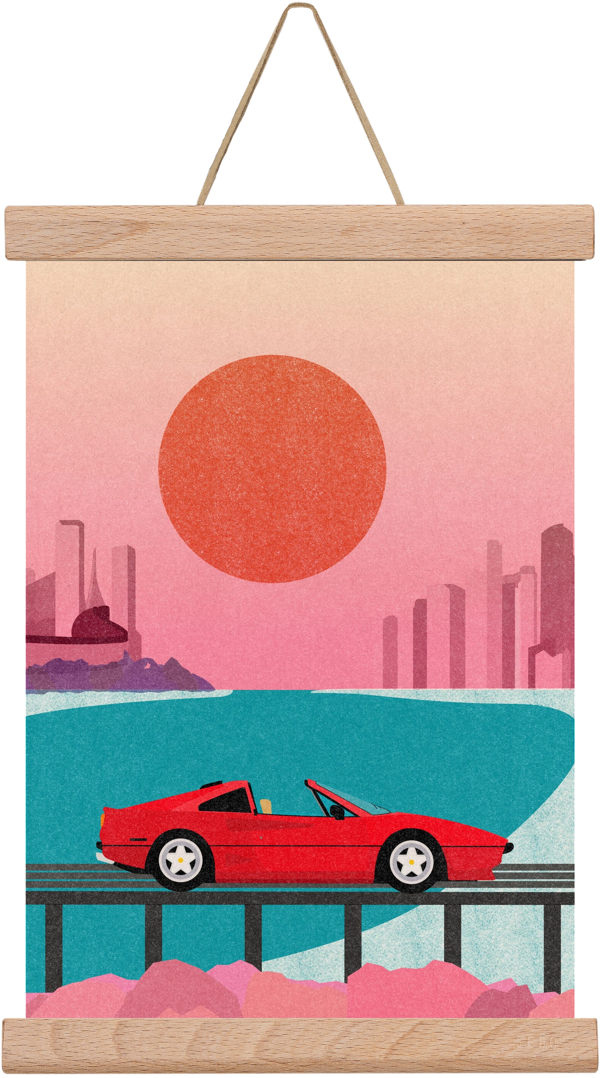 Future Bay Sunset, 20x30 cm (20x30 cm), Tölgy akasztó