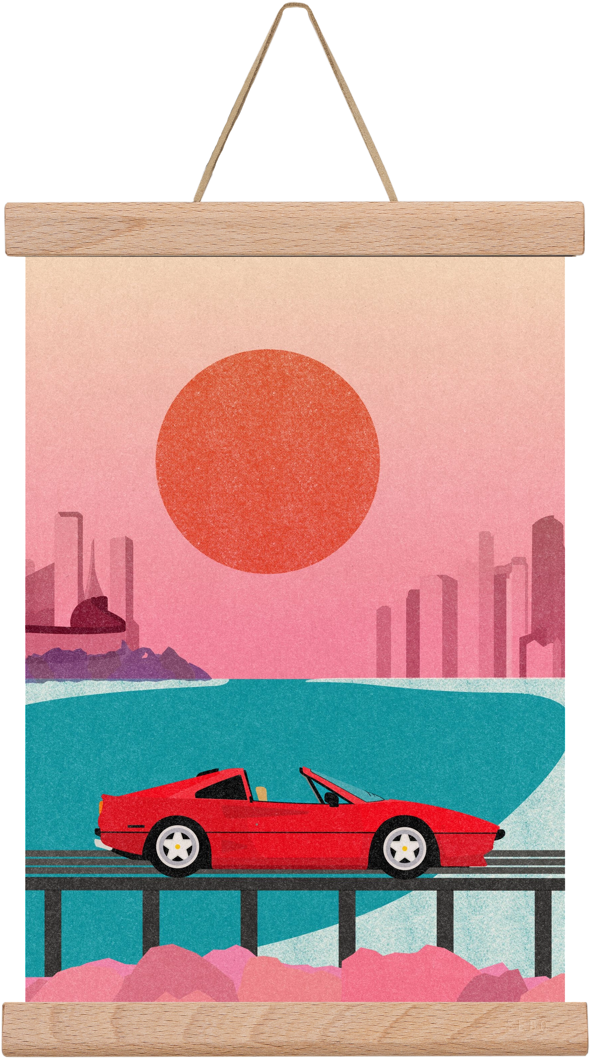 Future Bay Sunset, 20x30 cm (20x30 cm), Tölgy akasztó