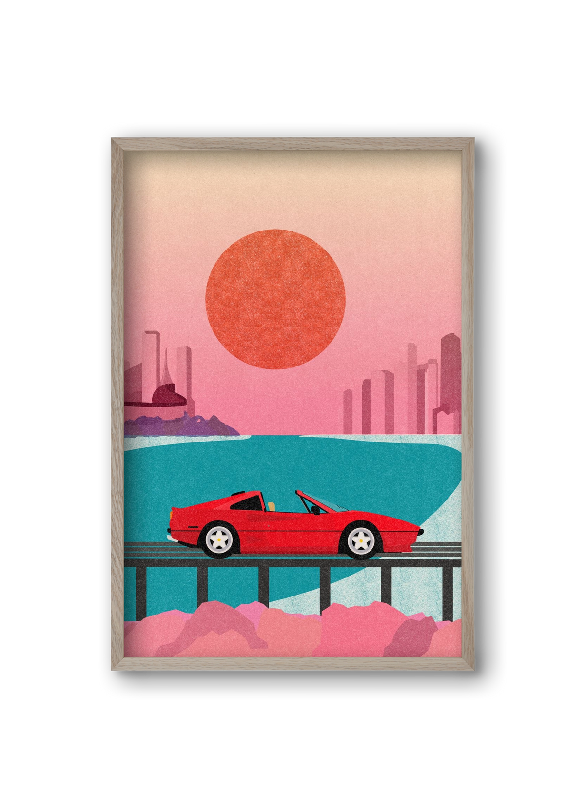 Future Bay Sunset, 20x30 cm (20x30 cm), Tölgy keret