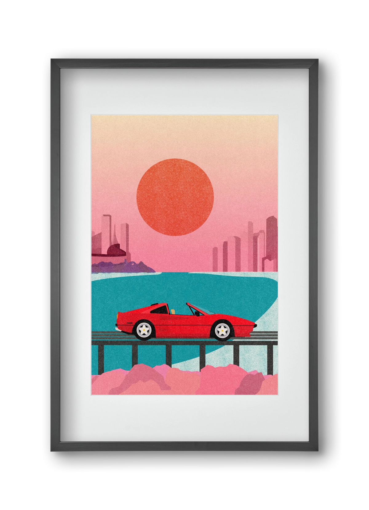 Future Bay Sunset, 30x45 cm (20x30 cm), Fekete keret, paszpartuval