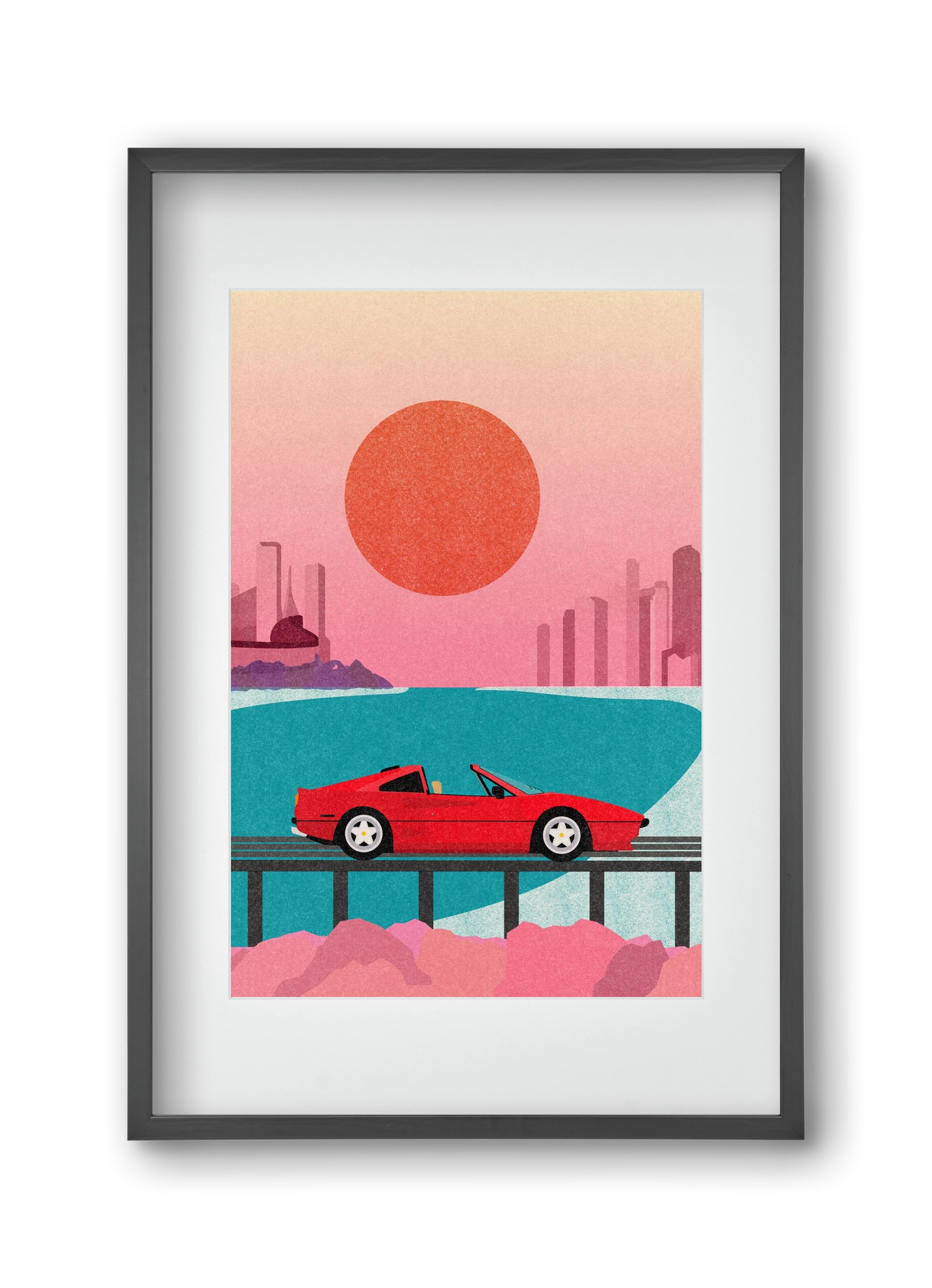 Future Bay Sunset, 30x45 cm (20x30 cm), Fekete keret, paszpartuval