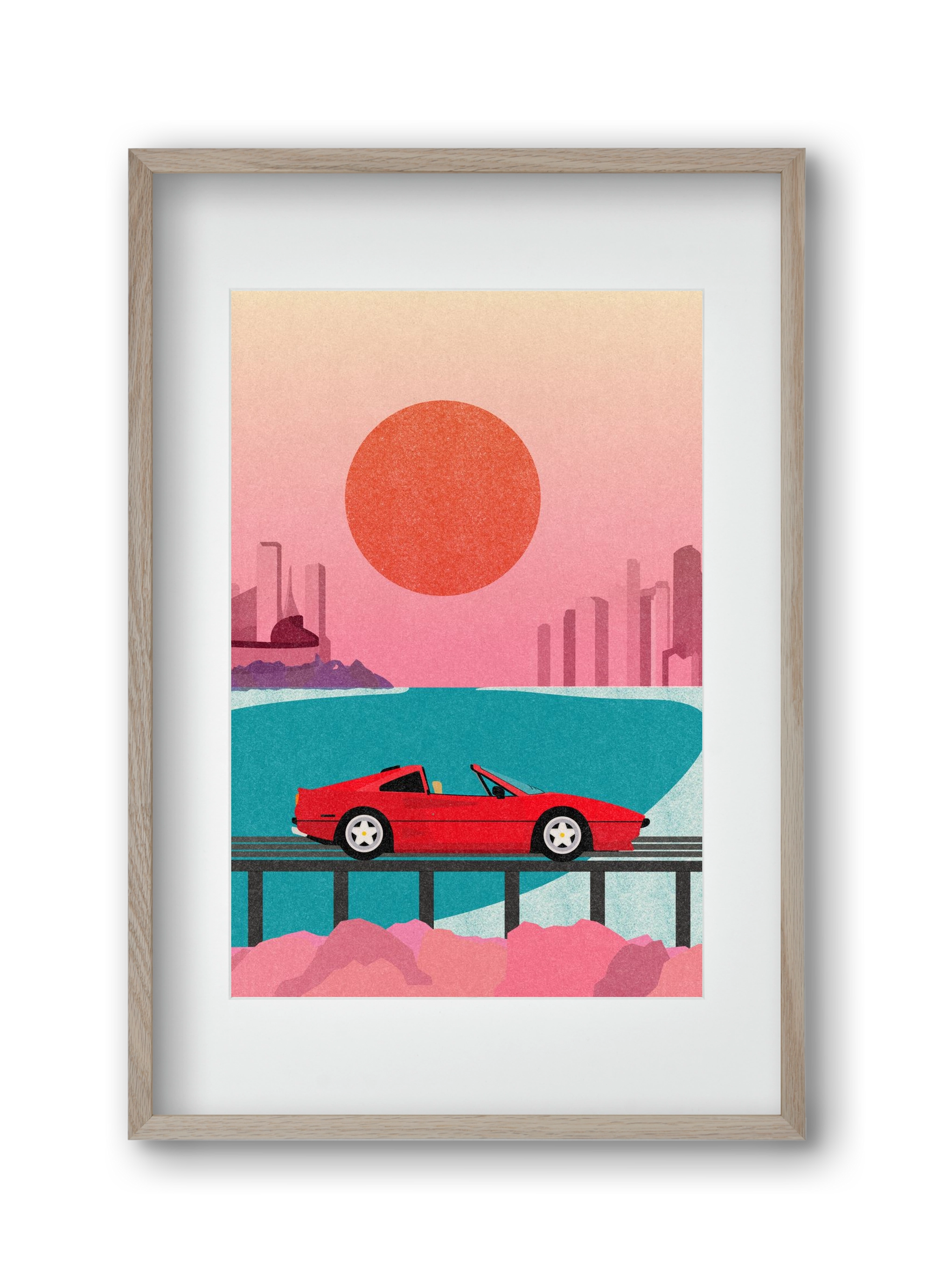 Future Bay Sunset, 30x45 cm (20x30 cm), Tölgy keret, paszpartuval