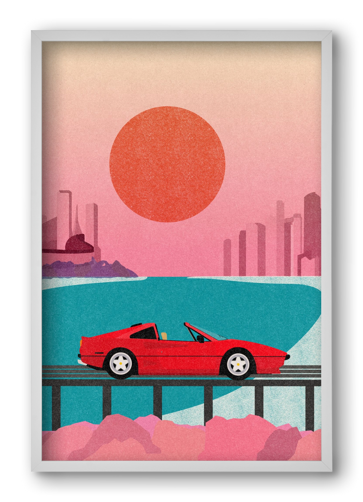 Future Bay Sunset, 40x60 cm (40x60 cm), Fehér keret