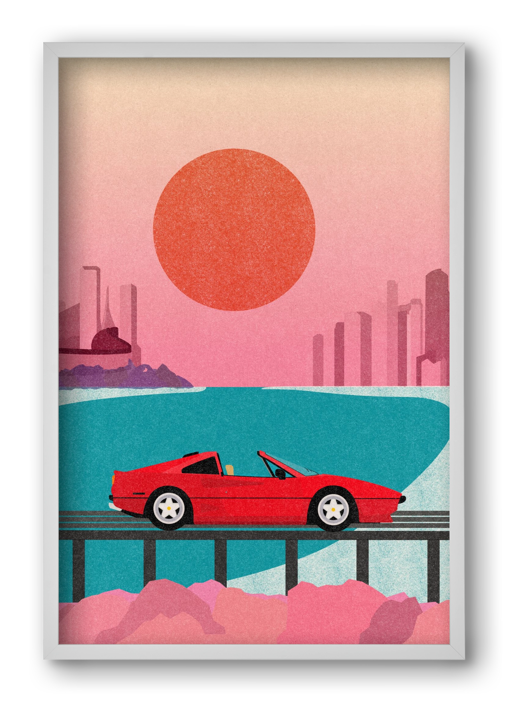 Future Bay Sunset, 40x60 cm (40x60 cm), Fehér keret