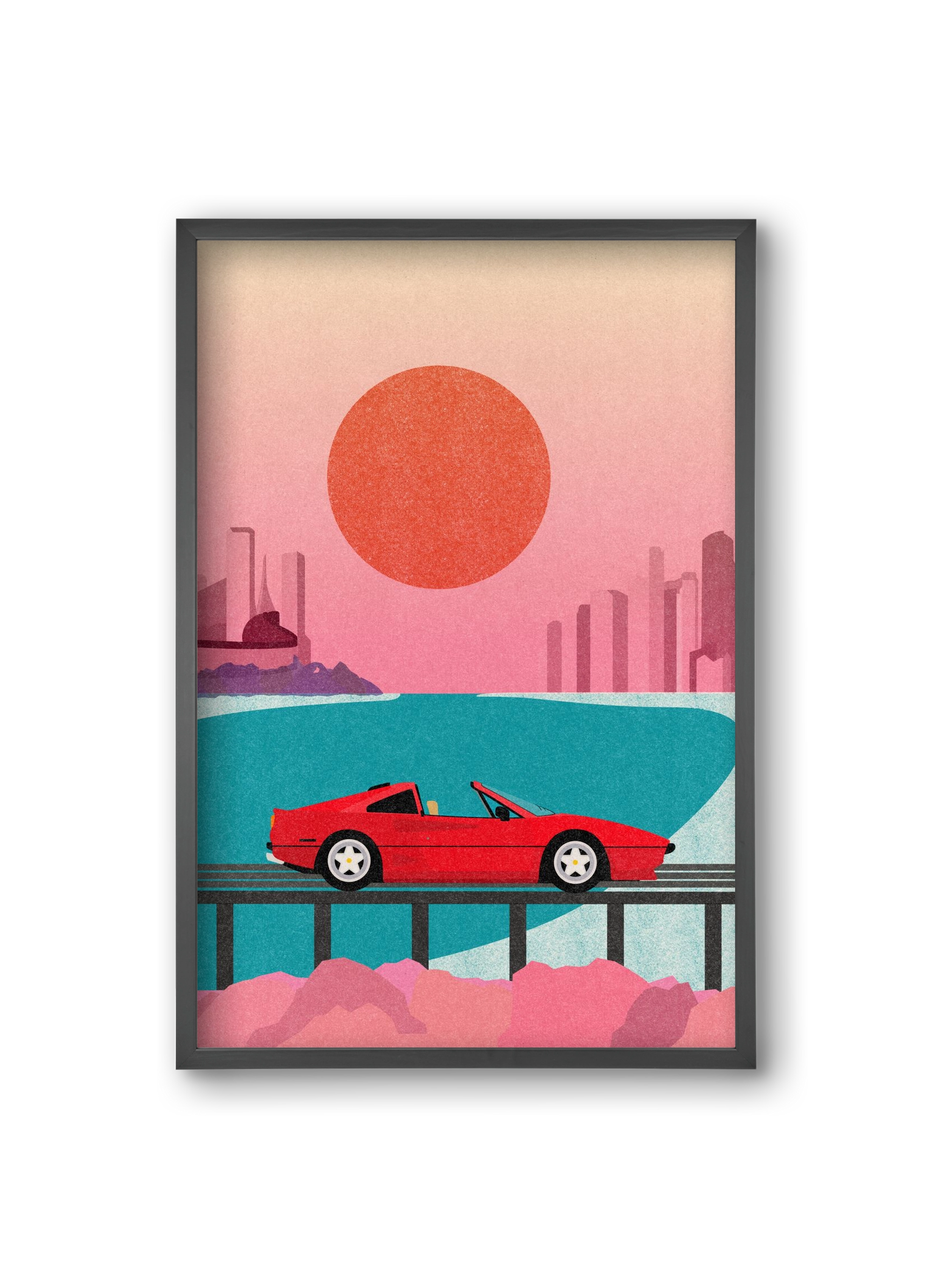 Future Bay Sunset, 20x30 cm (20x30 cm), Fekete keret