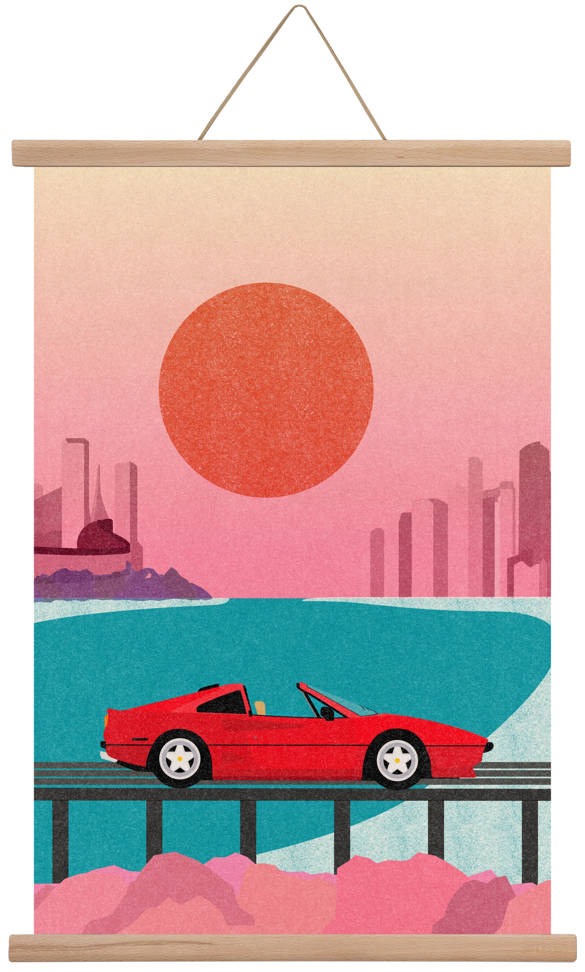 Future Bay Sunset, 40x60 cm (40x60 cm), Tölgy akasztó