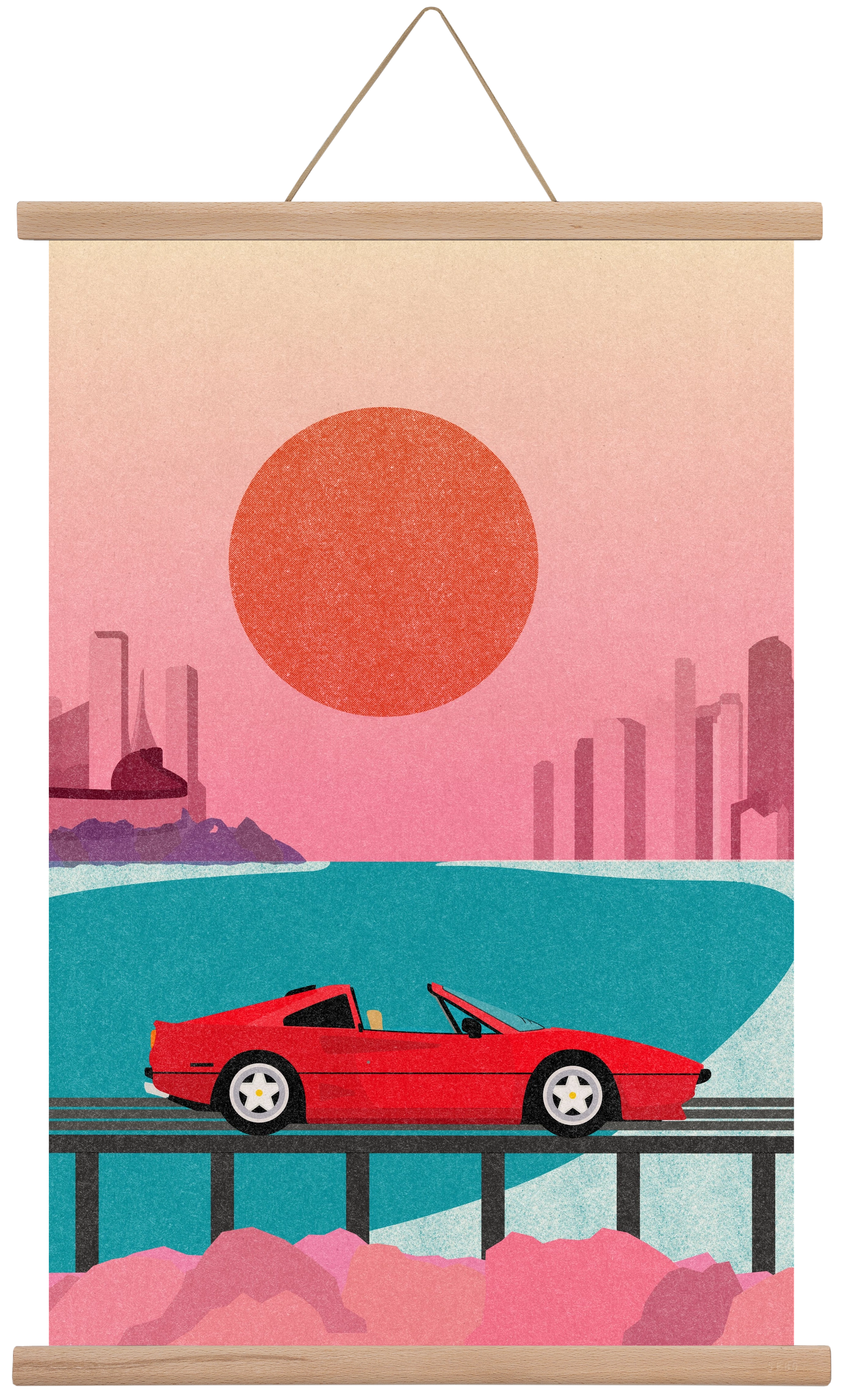 Future Bay Sunset, 40x60 cm (40x60 cm), Tölgy akasztó