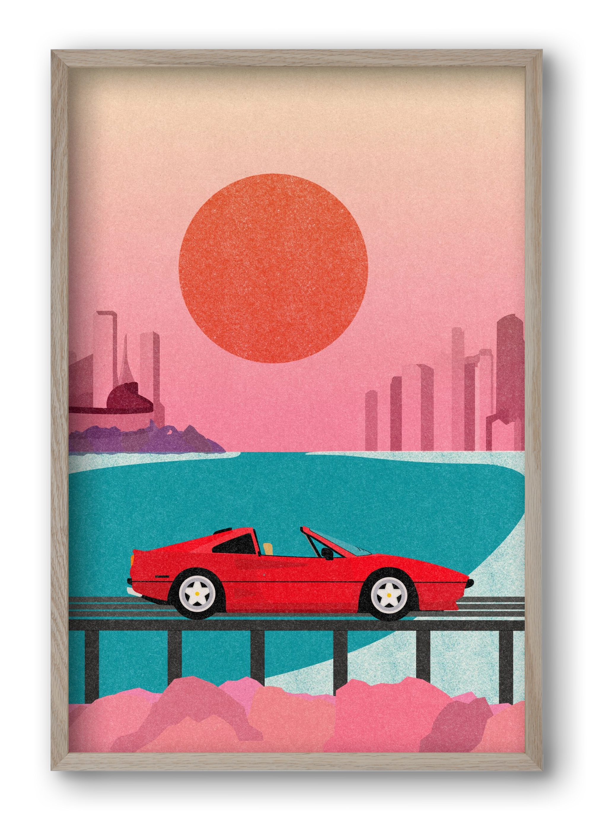 Future Bay Sunset, 40x60 cm (40x60 cm), Tölgy keret