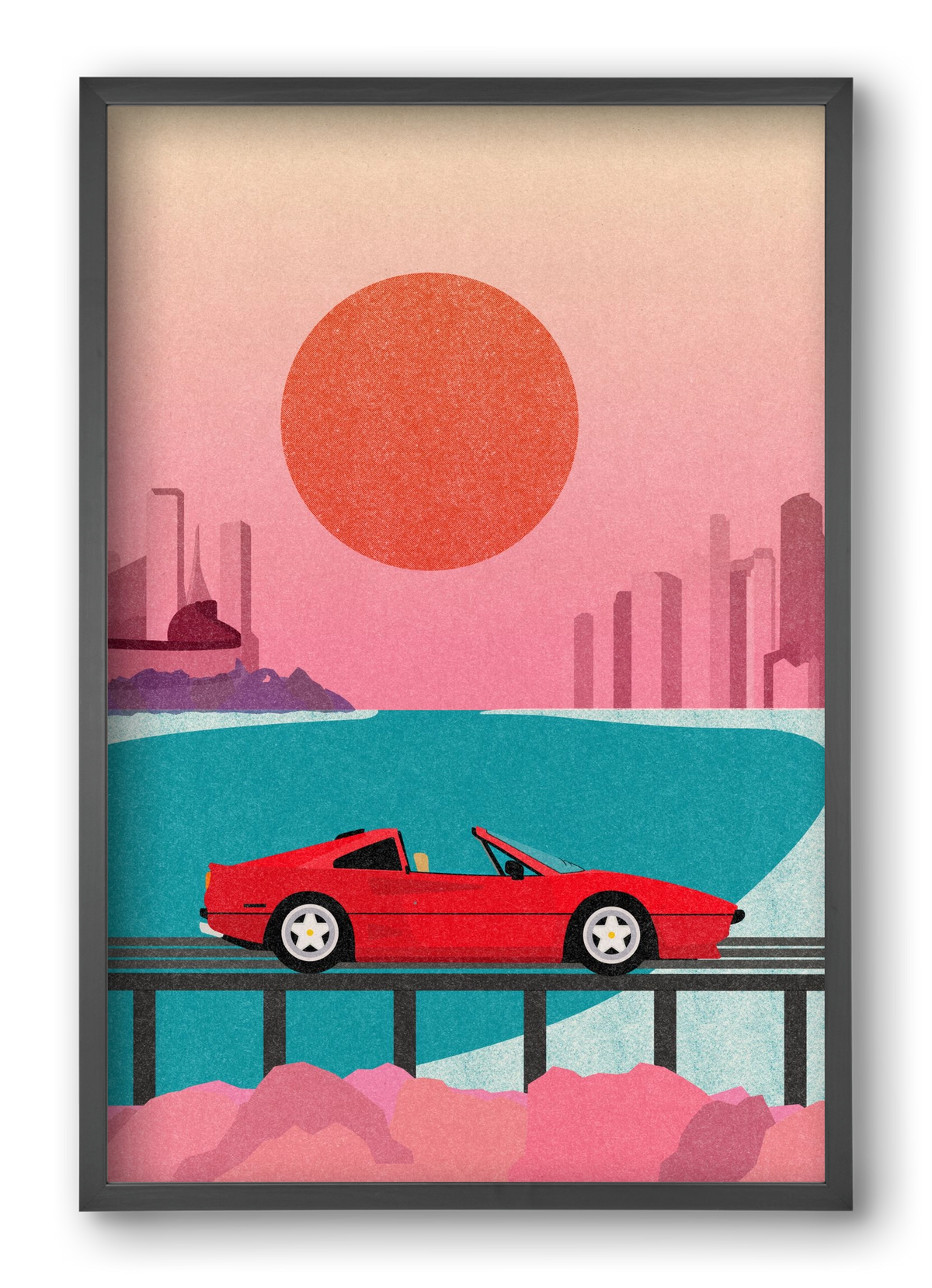 Future Bay Sunset, 40x60 cm (40x60 cm), Fekete keret