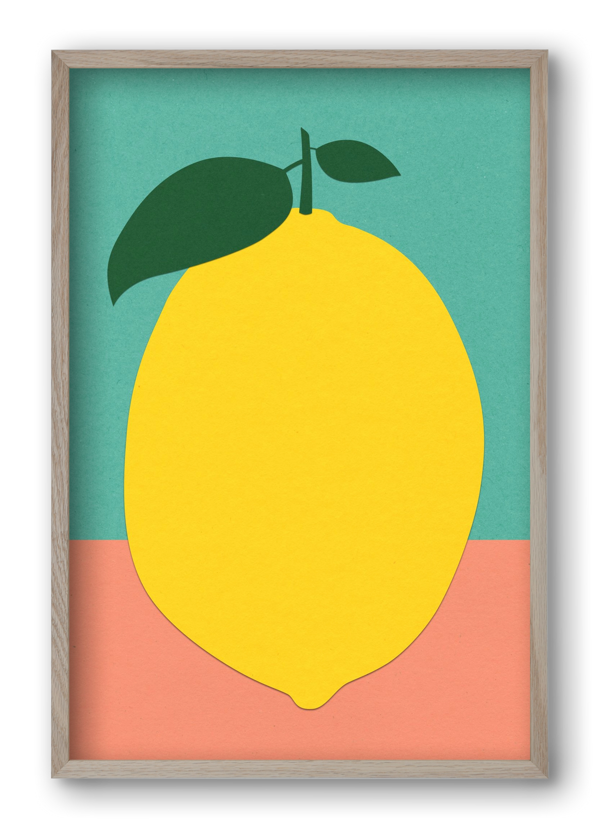 Lemon With Two Leaves, 40x60 cm (40x60 cm), Tölgy keret