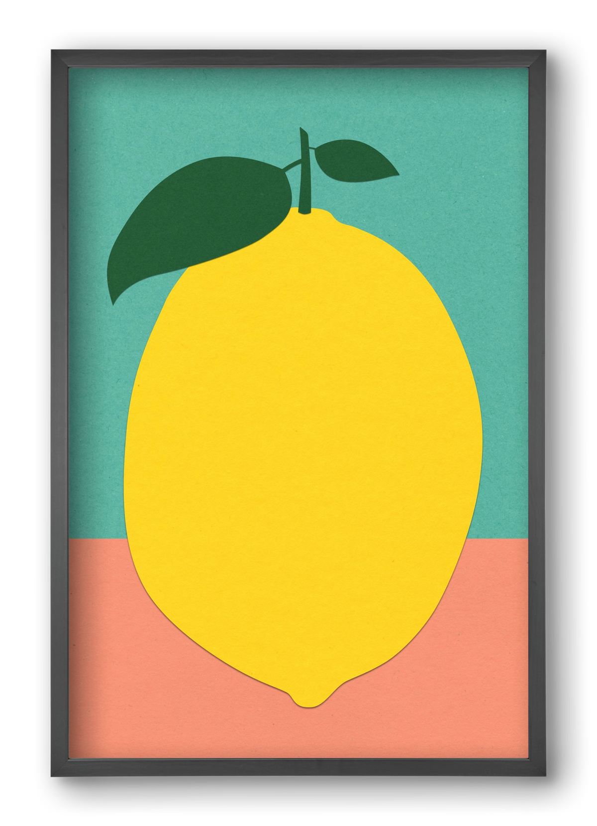 Lemon With Two Leaves, 40x60 cm (40x60 cm), Fekete keret