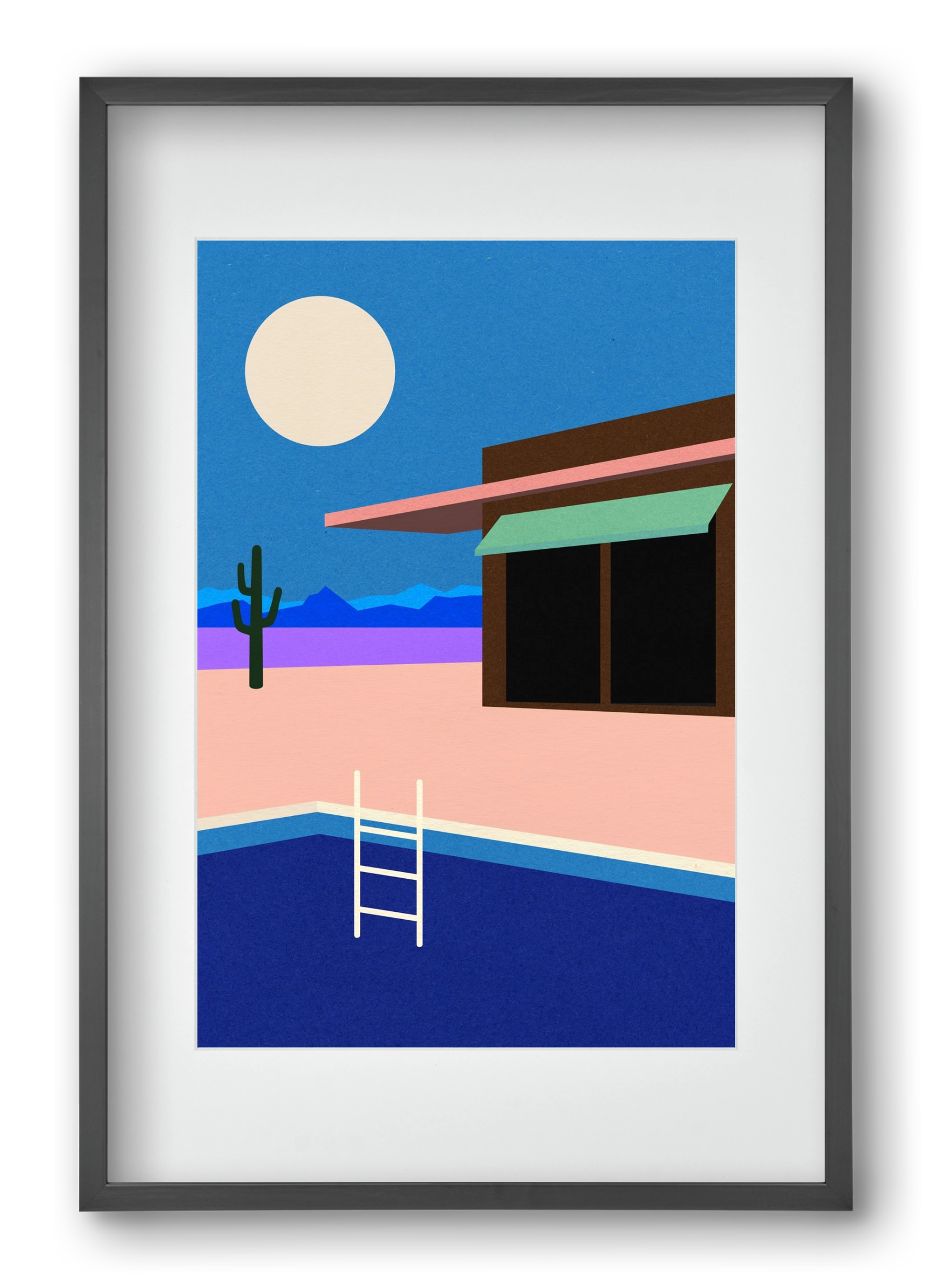 Desert House By Night, 40x60 cm (30x45 cm), Fekete keret, paszpartuval