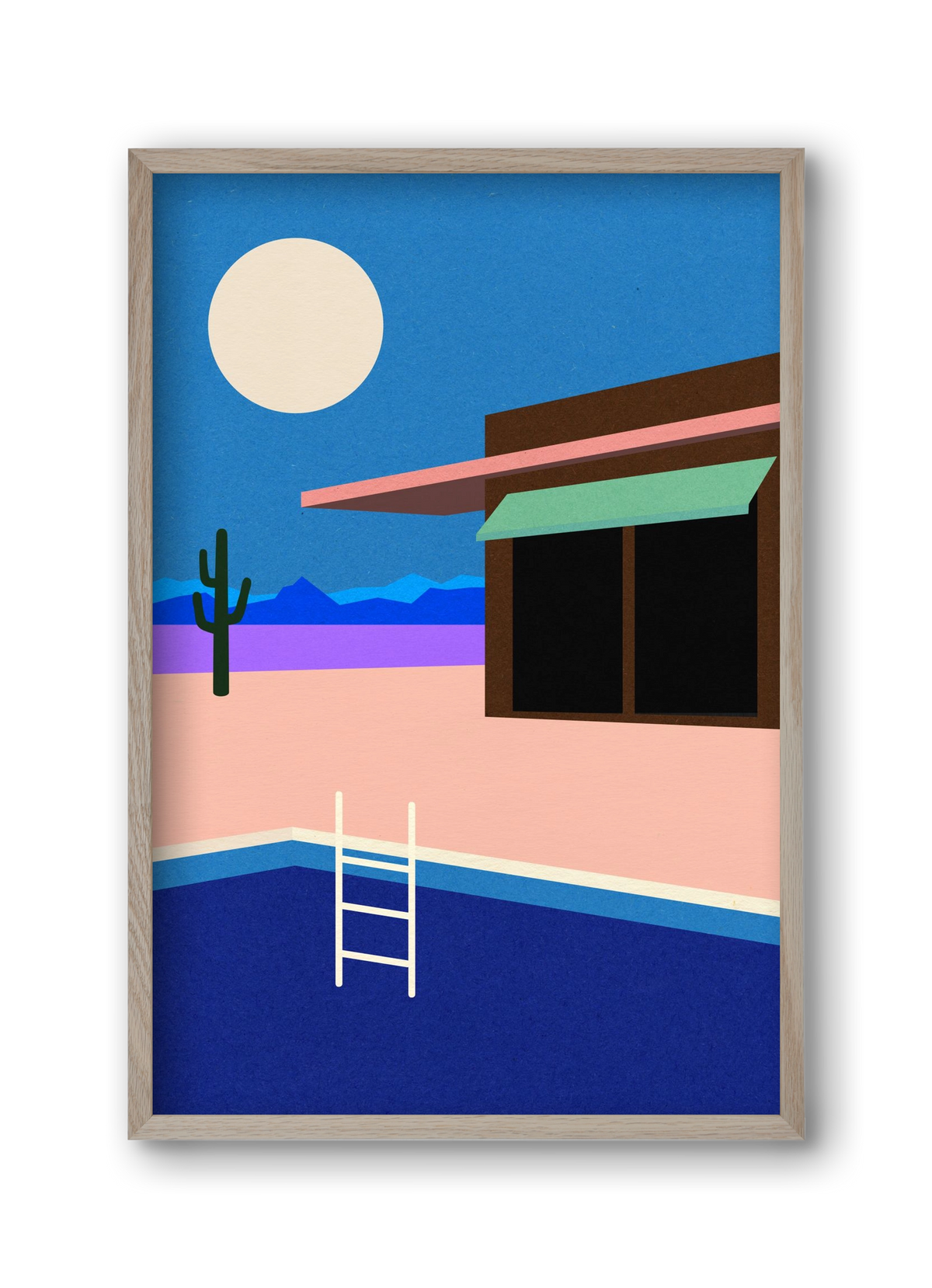 Desert House By Night, 30x45 cm (30x45 cm), Tölgy keret