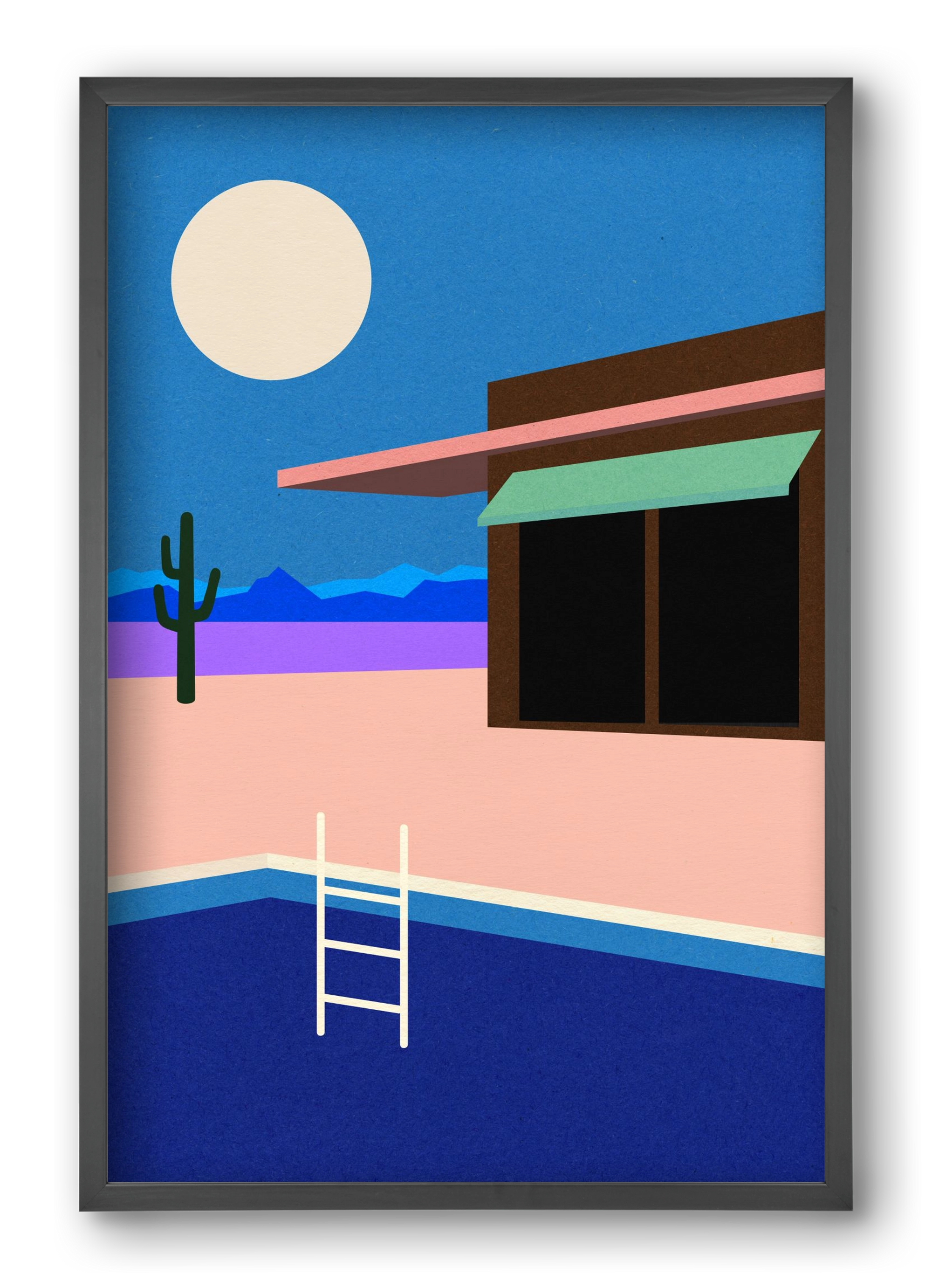 Desert House By Night, 40x60 cm (40x60 cm), Fekete keret