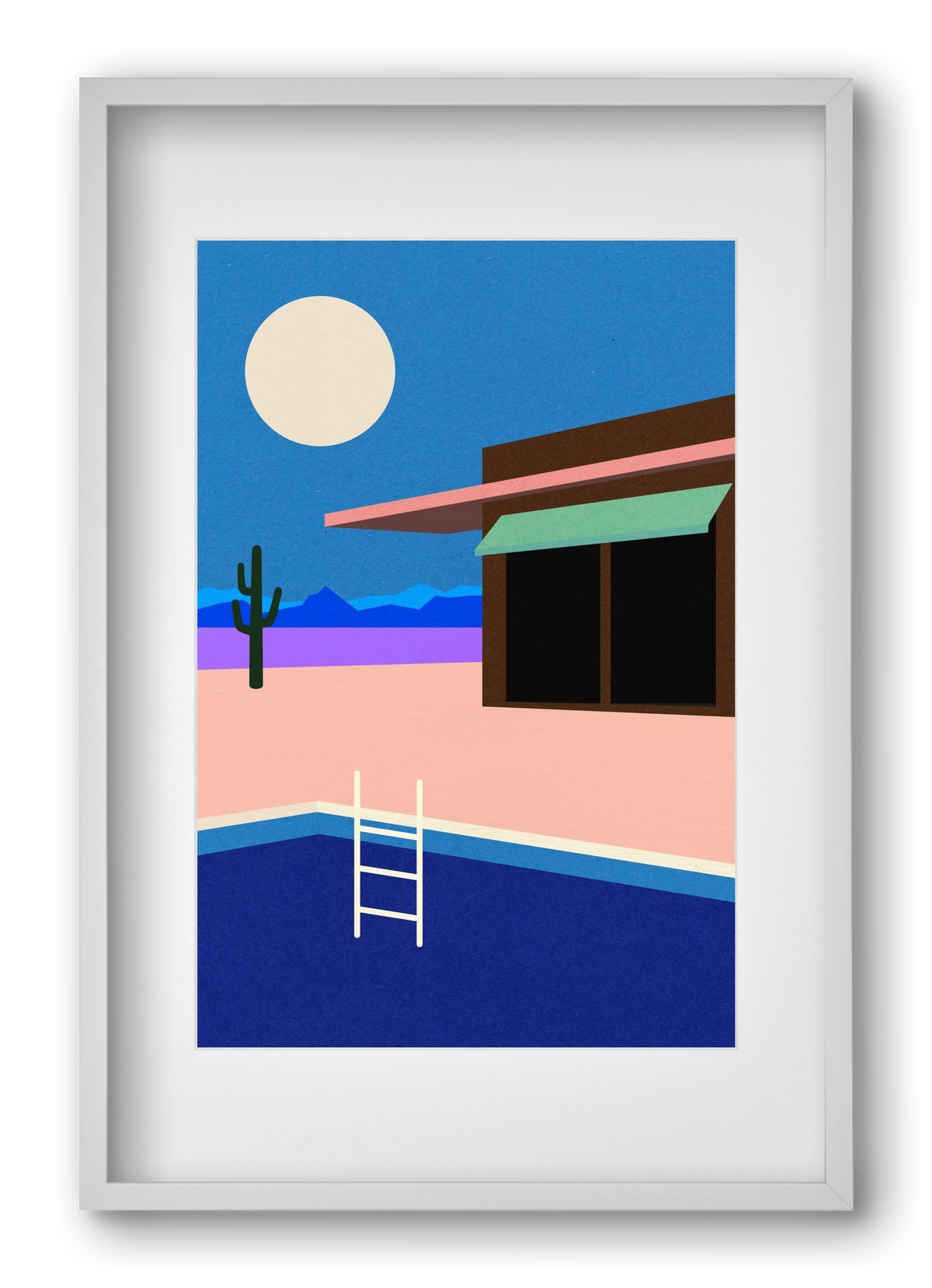 Desert House By Night, 40x60 cm (30x45 cm), Fehér keret, paszpartuval