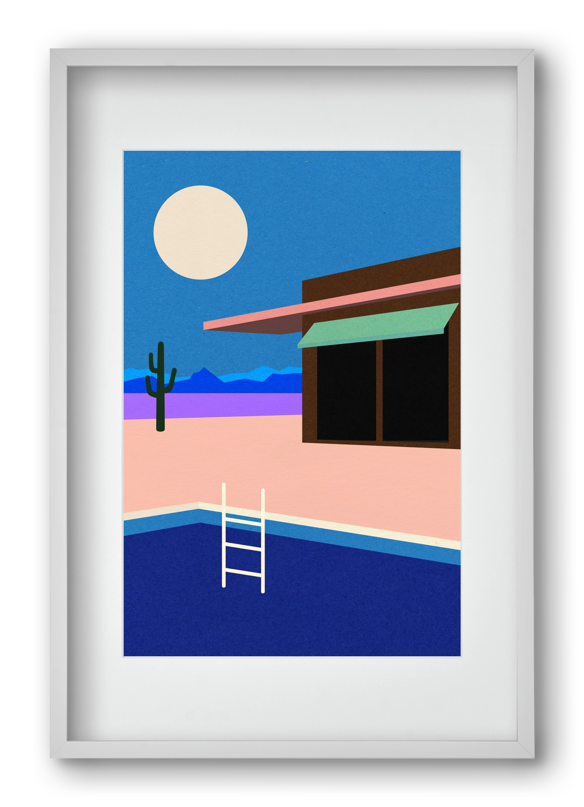 Desert House By Night, 40x60 cm (30x45 cm), Fehér keret, paszpartuval