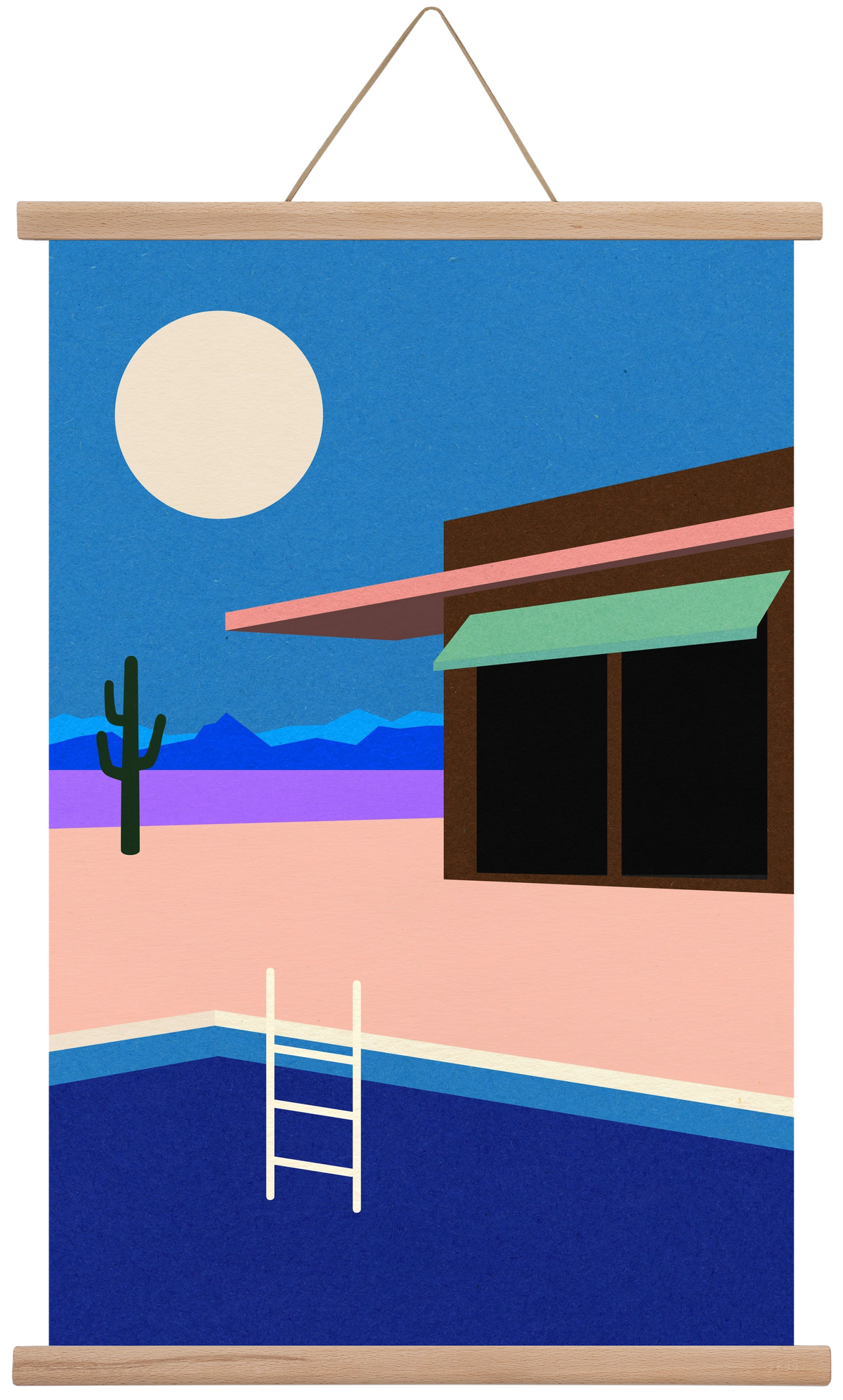 Desert House By Night, 40x60 cm (40x60 cm), Tölgy akasztó