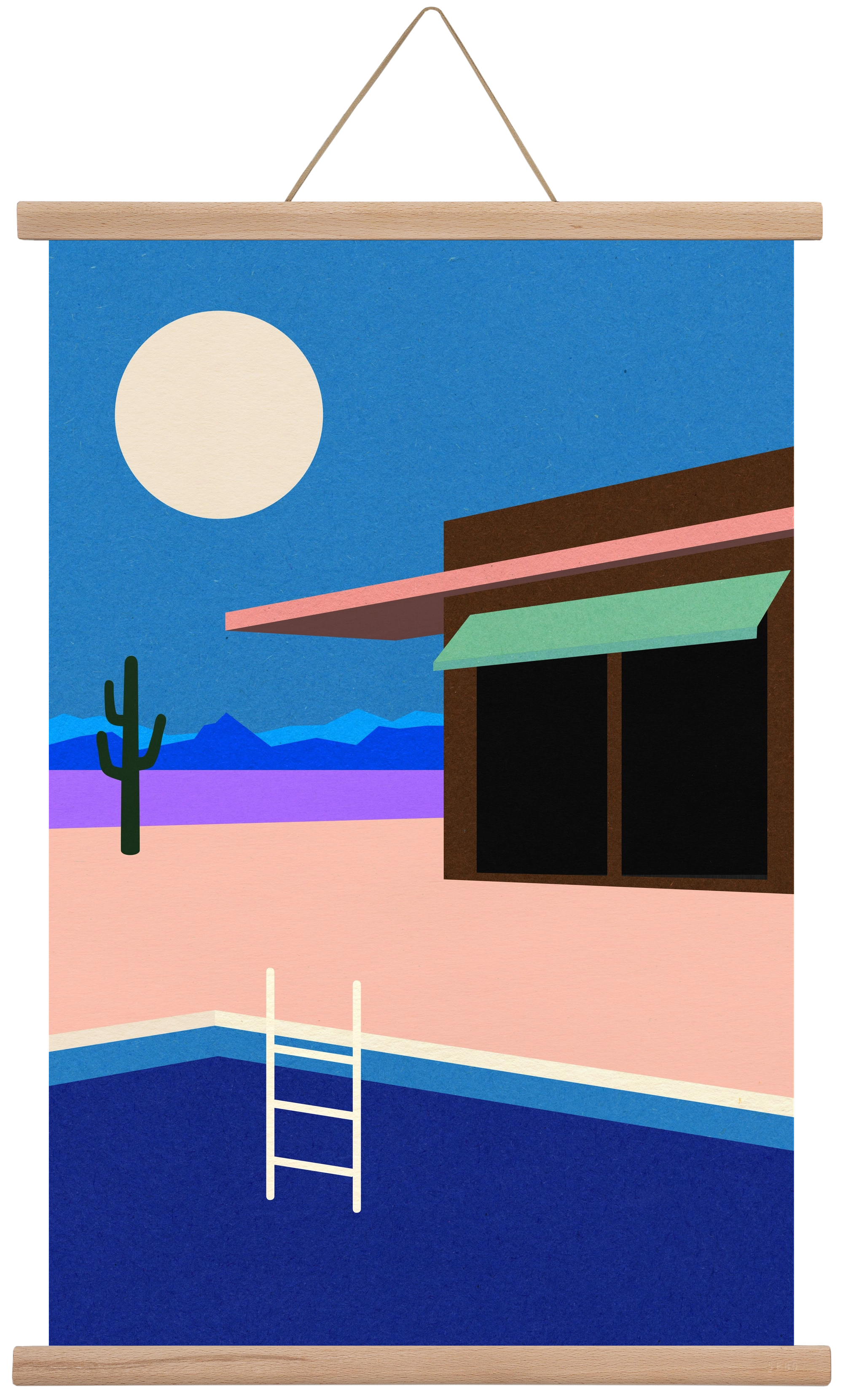 Desert House By Night, 40x60 cm (40x60 cm), Tölgy akasztó