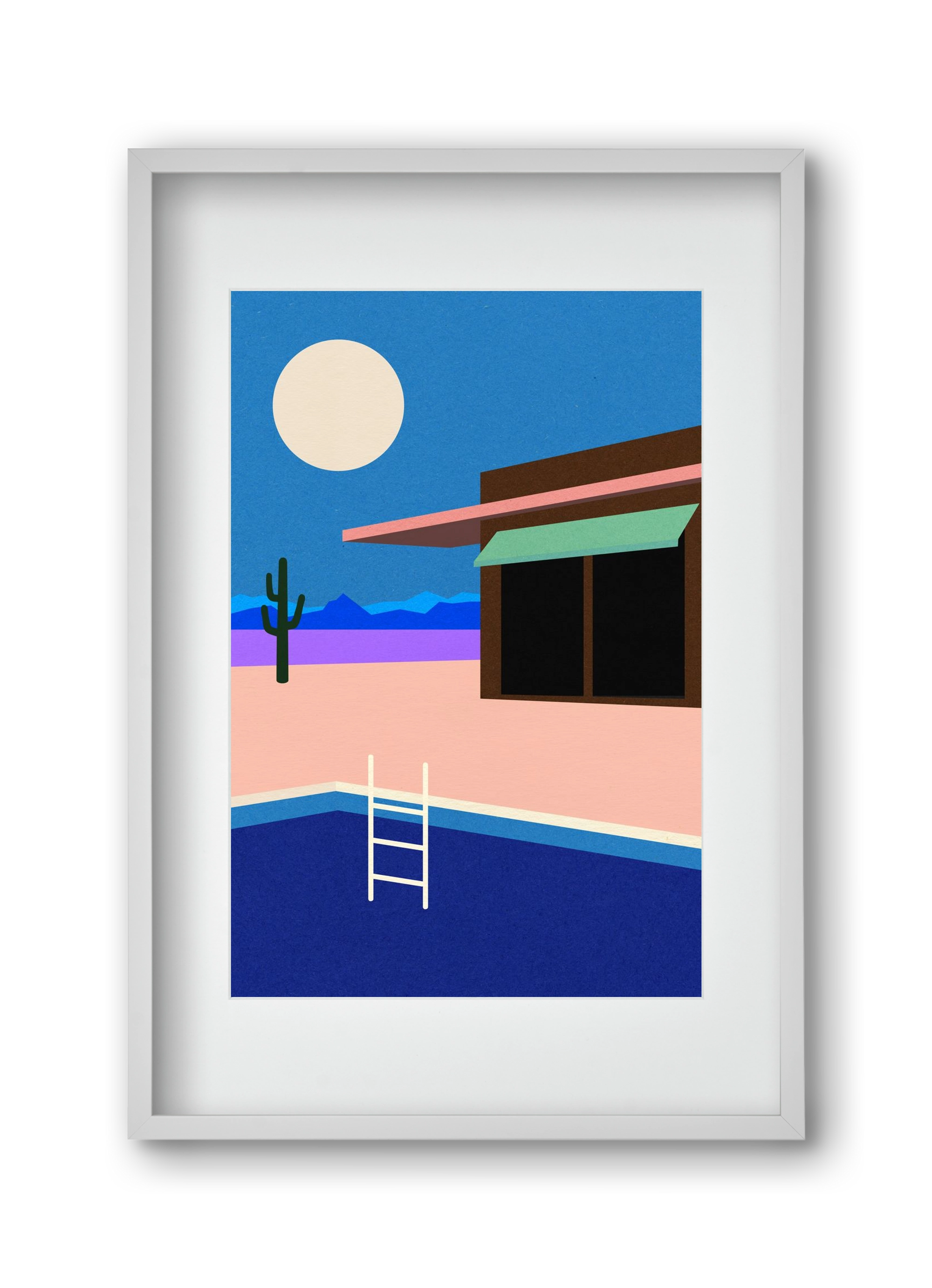 Desert House By Night, 30x45 cm (20x30 cm), Fehér keret, paszpartuval