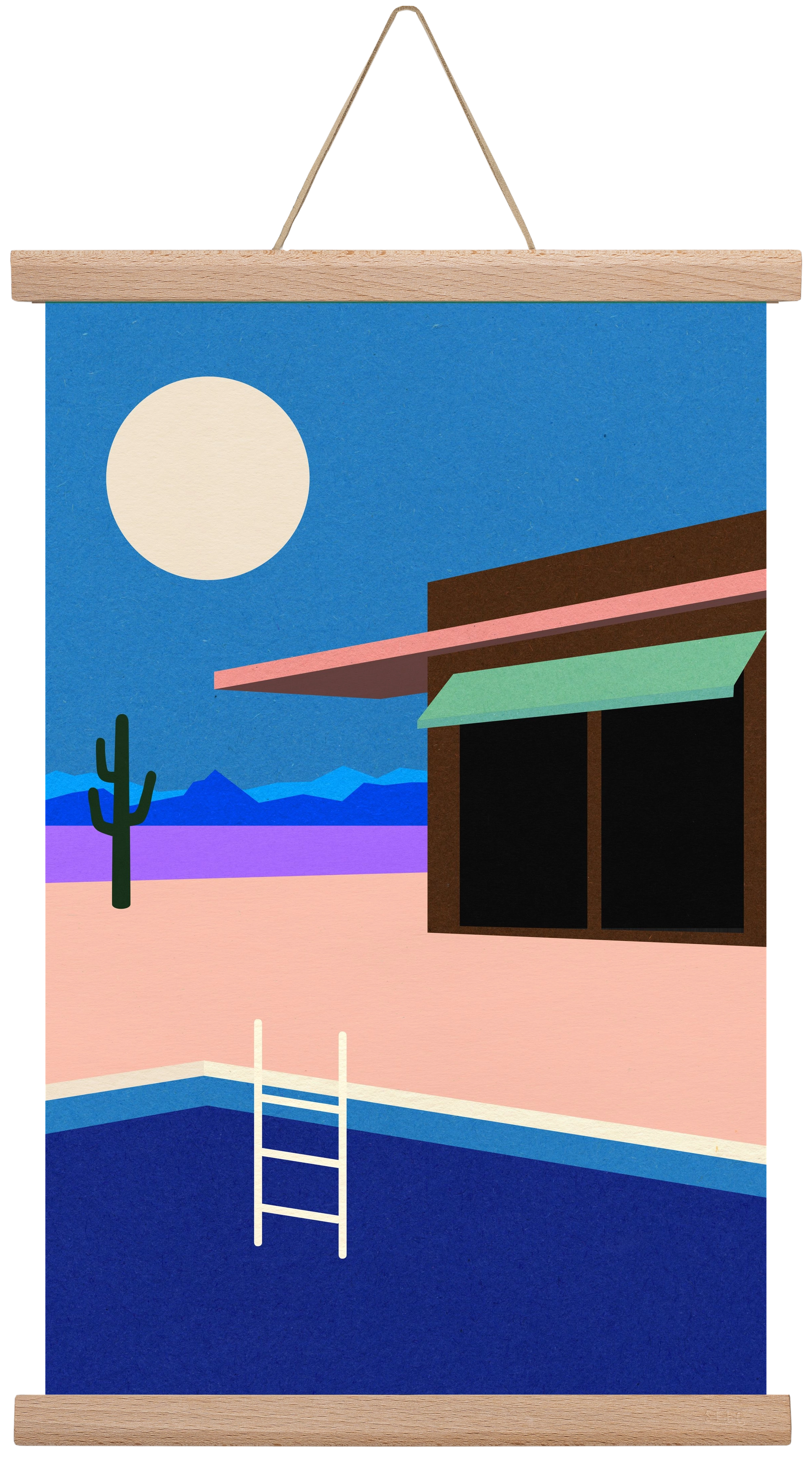 Desert House By Night, 30x45 cm (30x45 cm), Tölgy akasztó