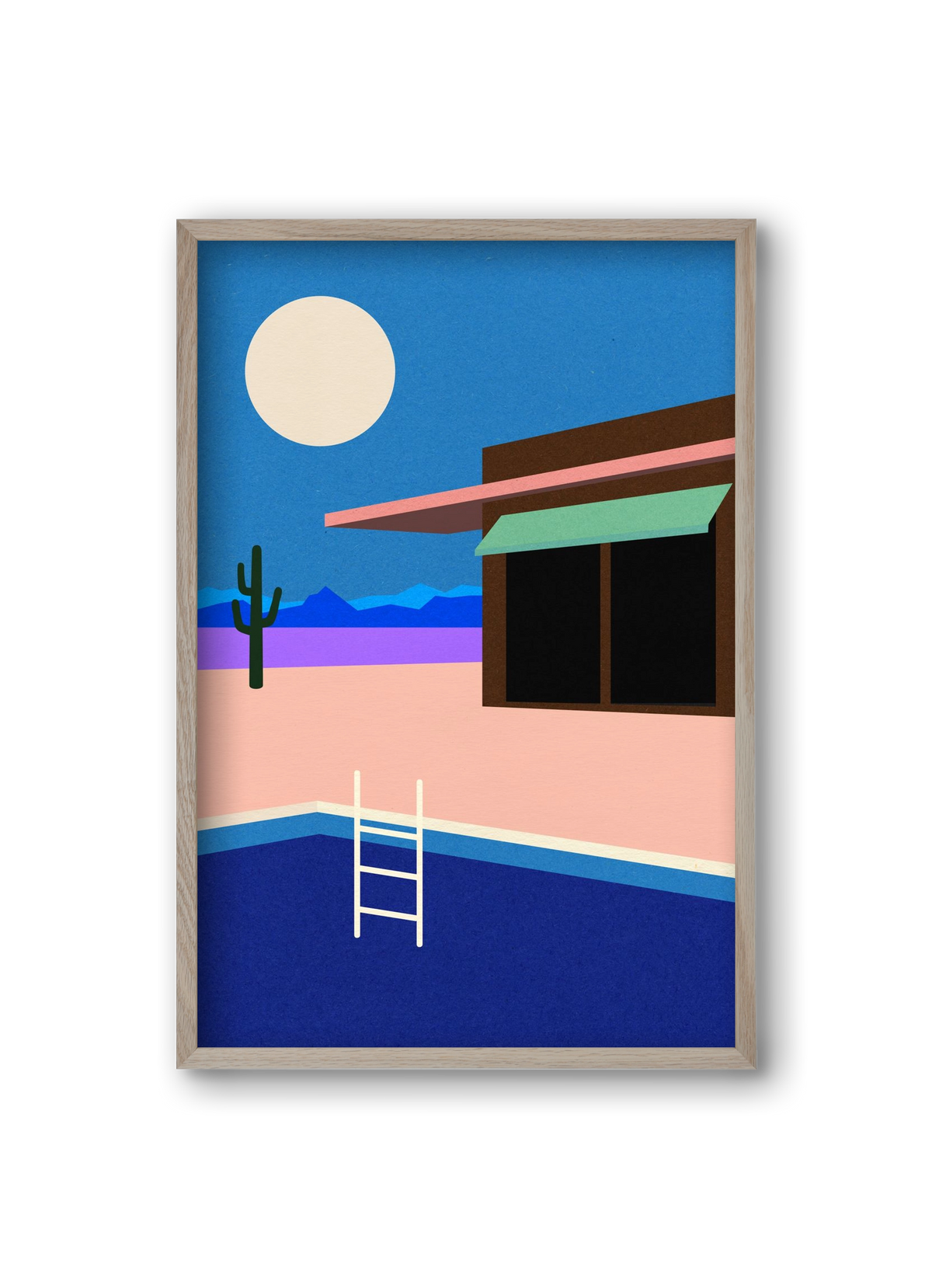 Desert House By Night, 20x30 cm (20x30 cm), Tölgy keret