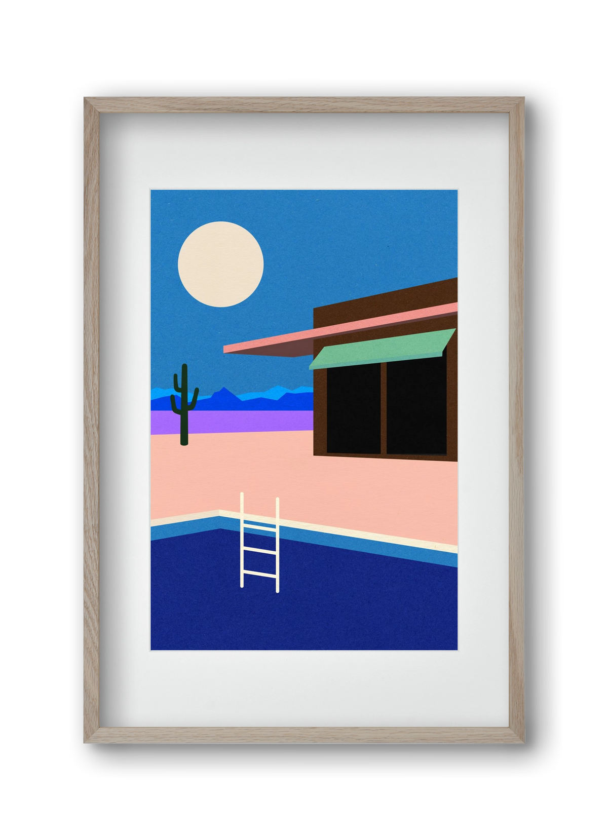 Desert House By Night, 30x45 cm (20x30 cm), Tölgy keret, paszpartuval