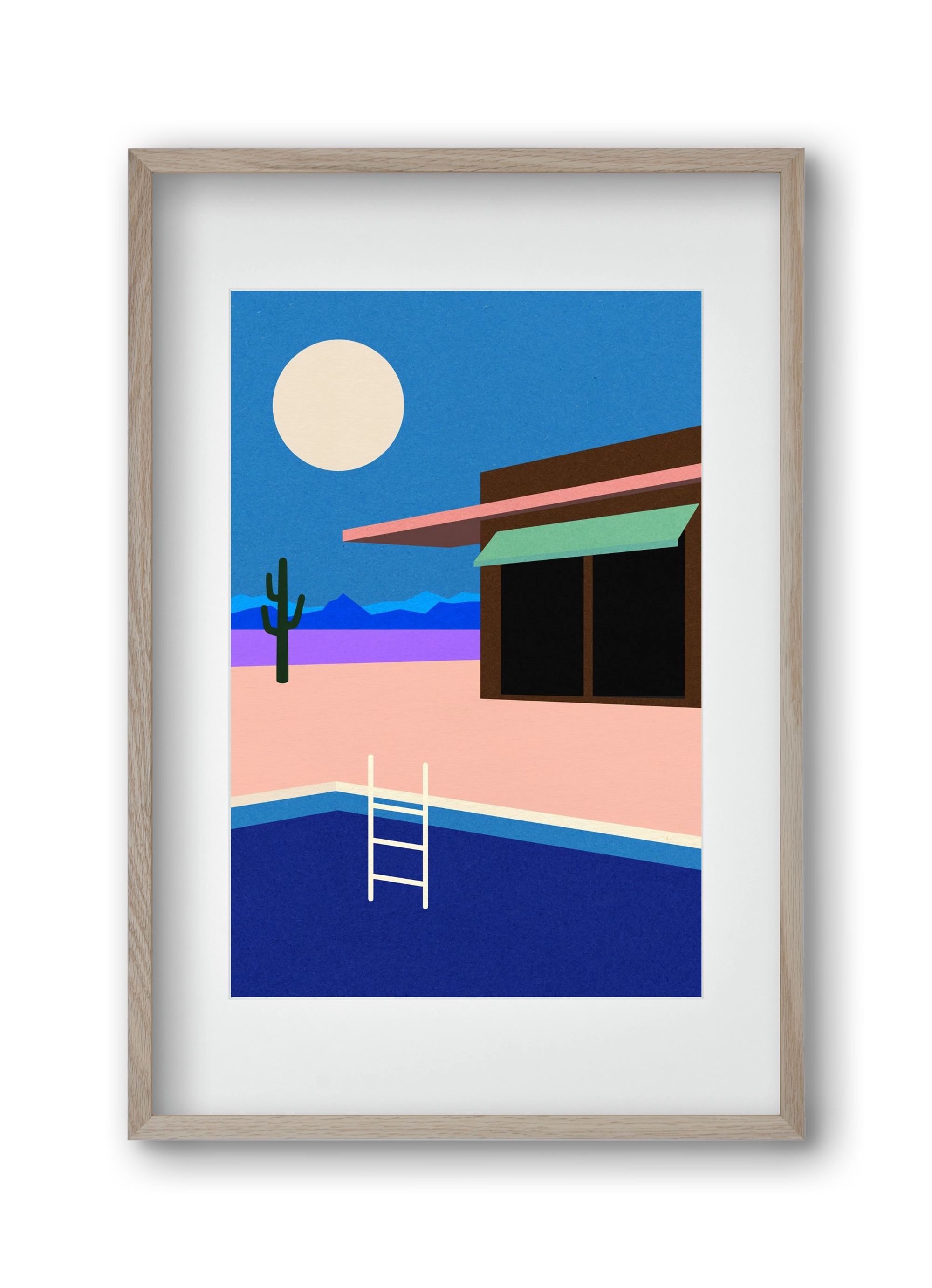 Desert House By Night, 30x45 cm (20x30 cm), Tölgy keret, paszpartuval