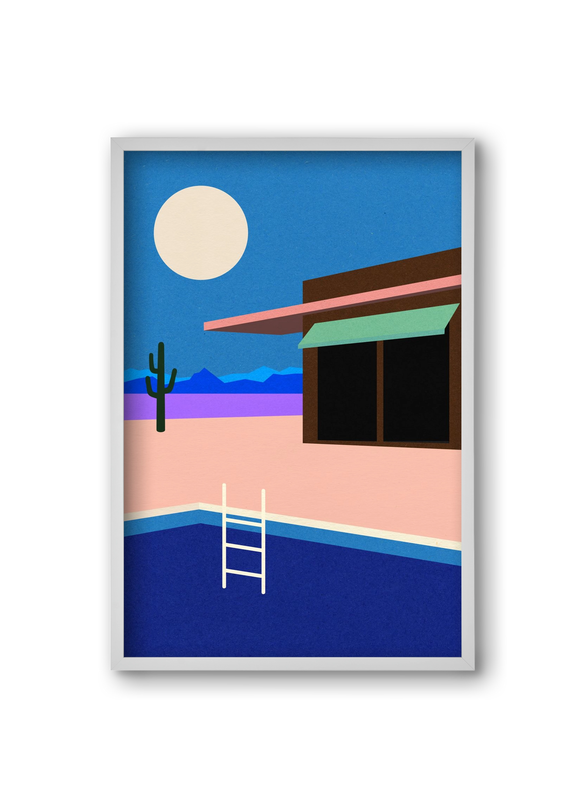 Desert House By Night, 20x30 cm (20x30 cm), Fehér keret