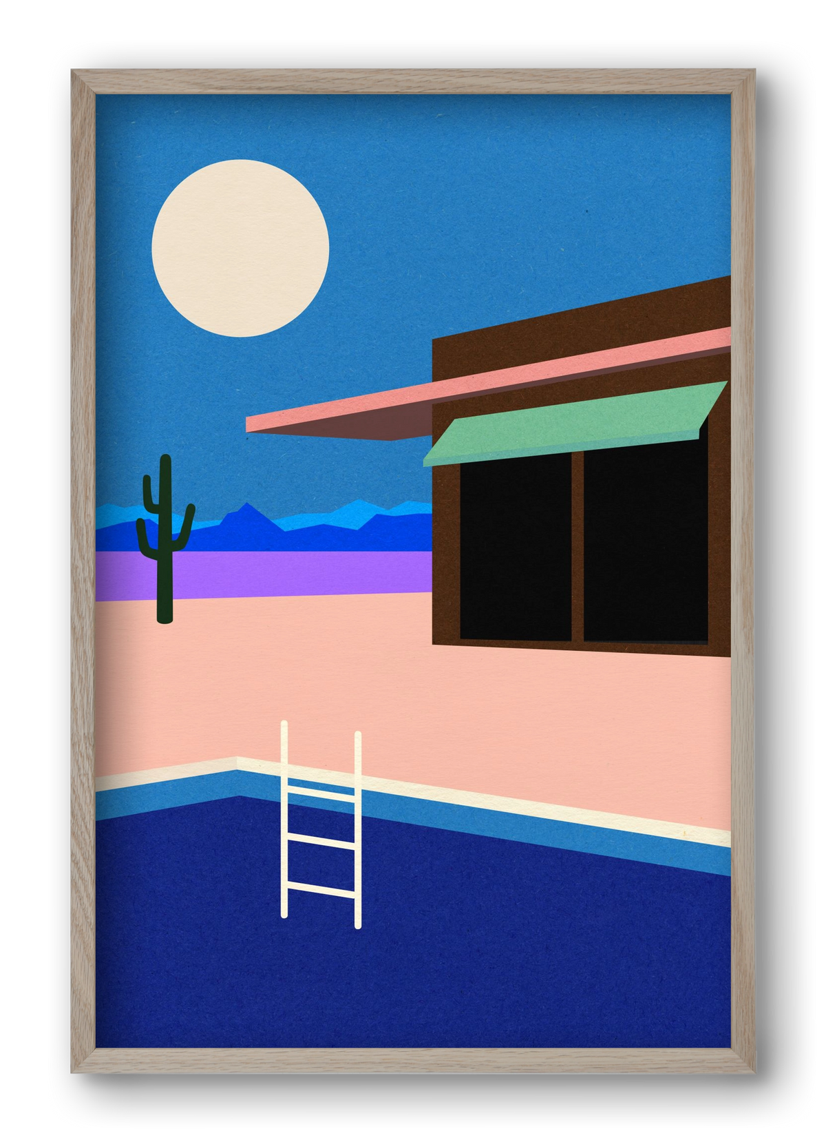 Desert House By Night, 40x60 cm (40x60 cm), Tölgy keret