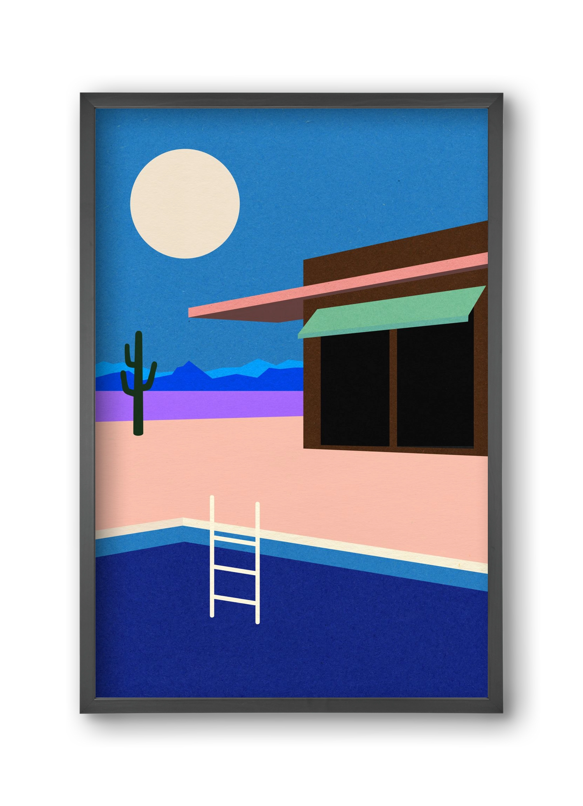 Desert House By Night, 30x45 cm (30x45 cm), Fekete keret