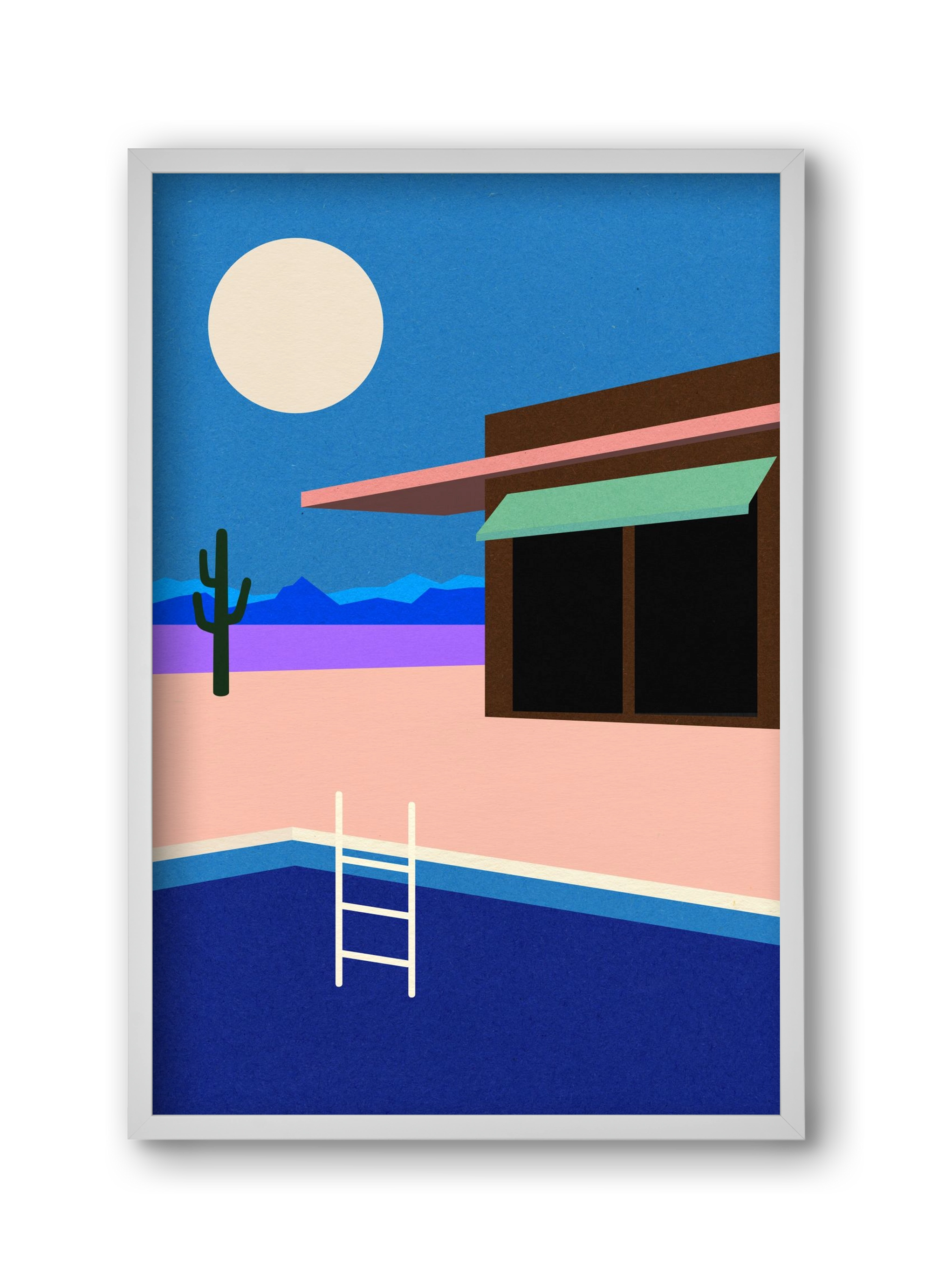 Desert House By Night, 30x45 cm (30x45 cm), Fehér keret