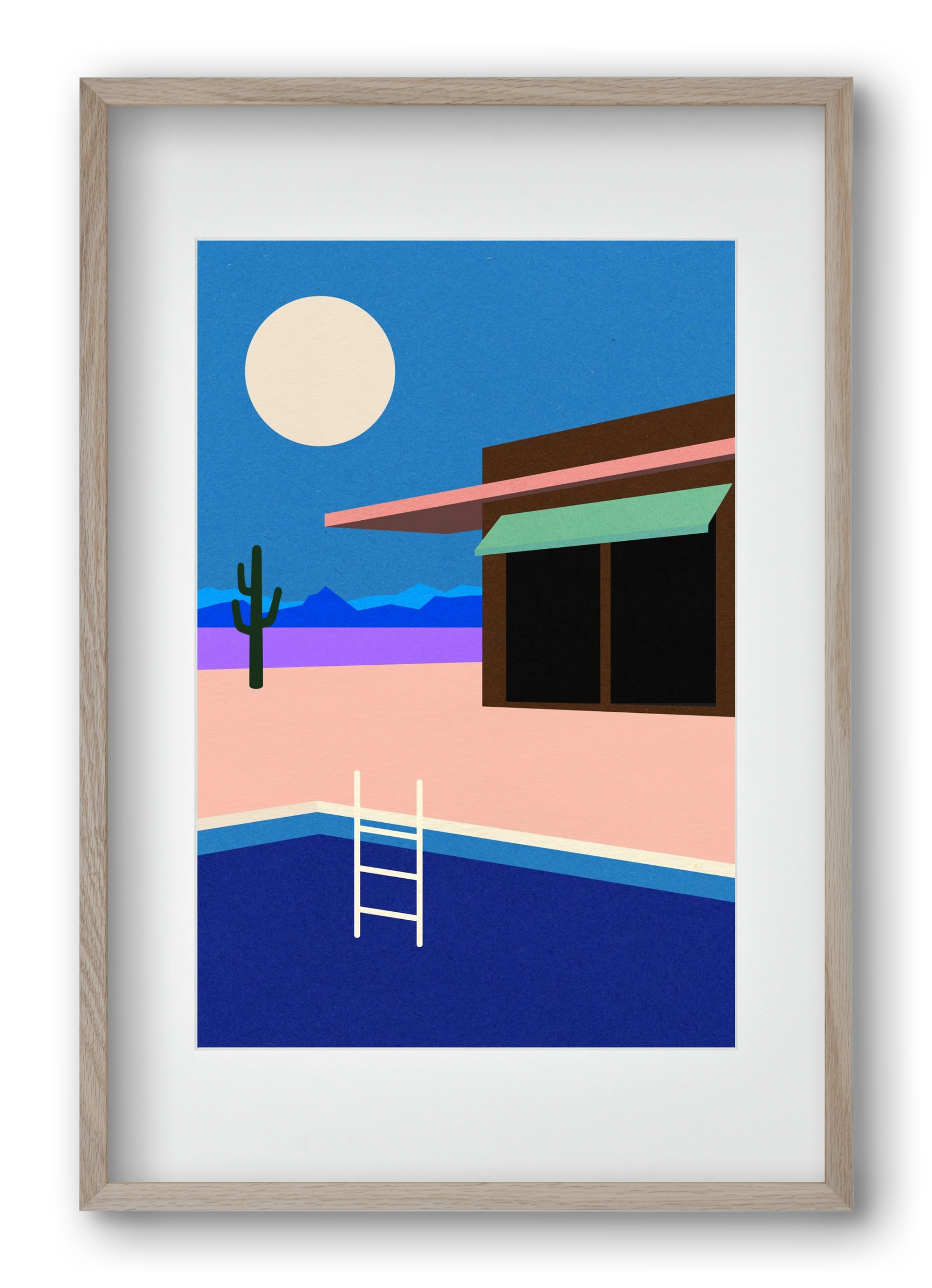 Desert House By Night, 40x60 cm (30x45 cm), Tölgy keret, paszpartuval