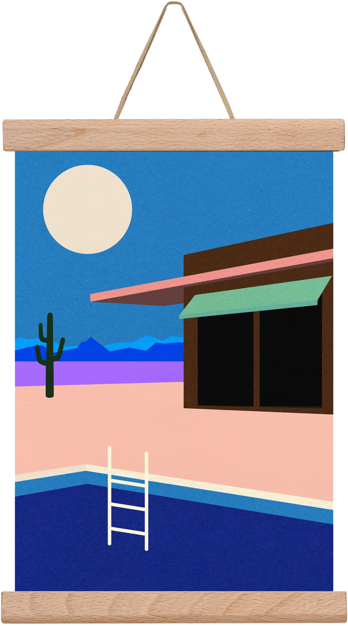 Desert House By Night, 20x30 cm (20x30 cm), Tölgy akasztó