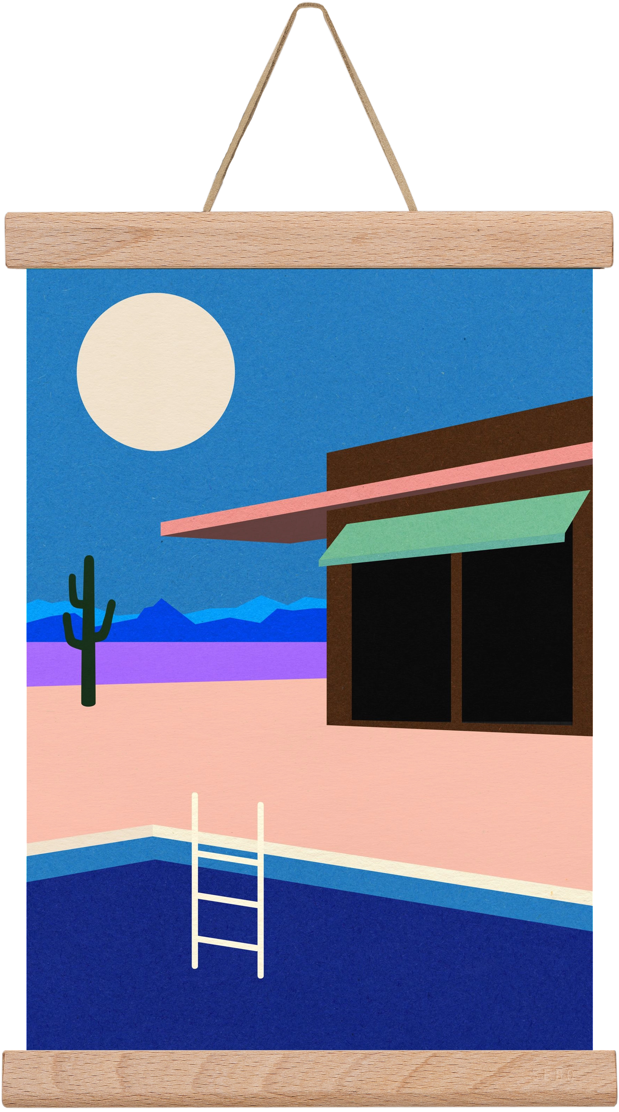 Desert House By Night, 20x30 cm (20x30 cm), Tölgy akasztó