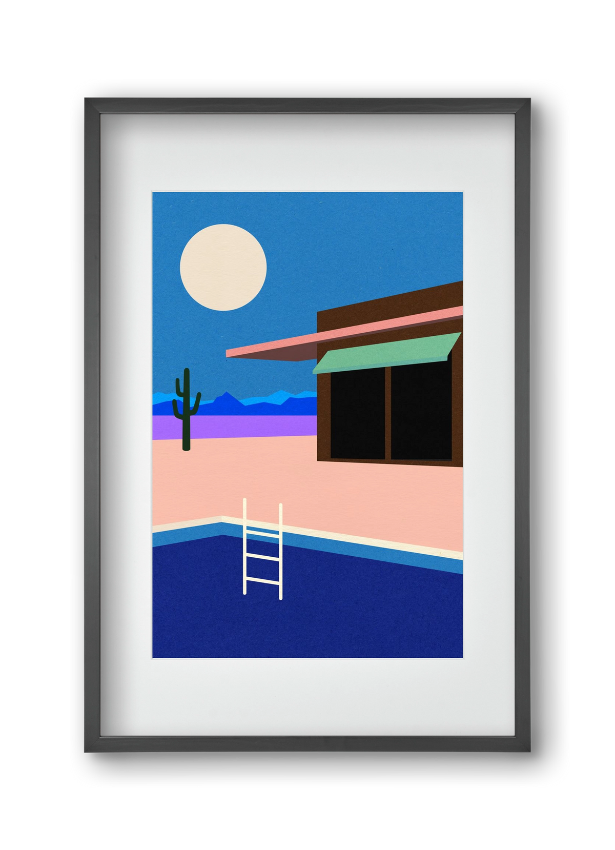 Desert House By Night, 30x45 cm (20x30 cm), Fekete keret, paszpartuval