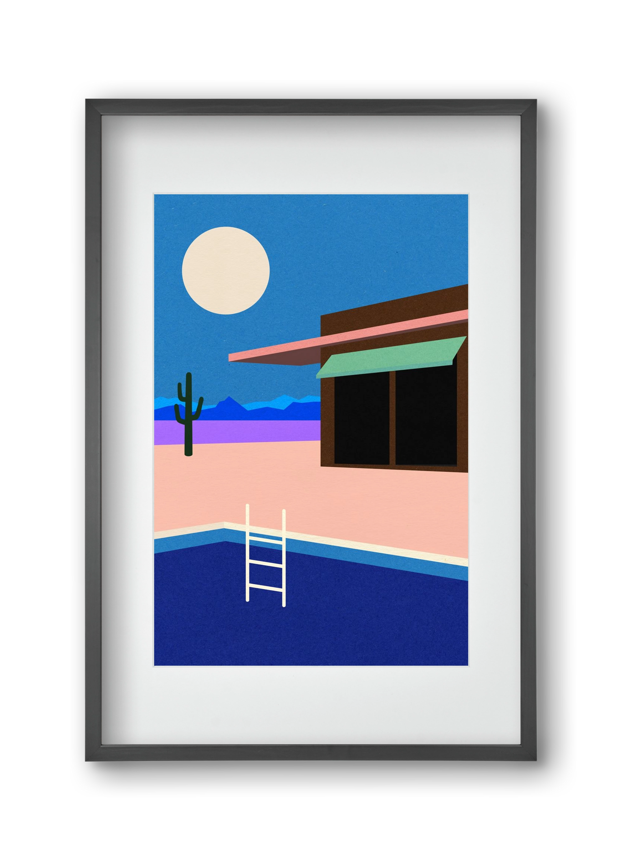 Desert House By Night, 30x45 cm (20x30 cm), Fekete keret, paszpartuval